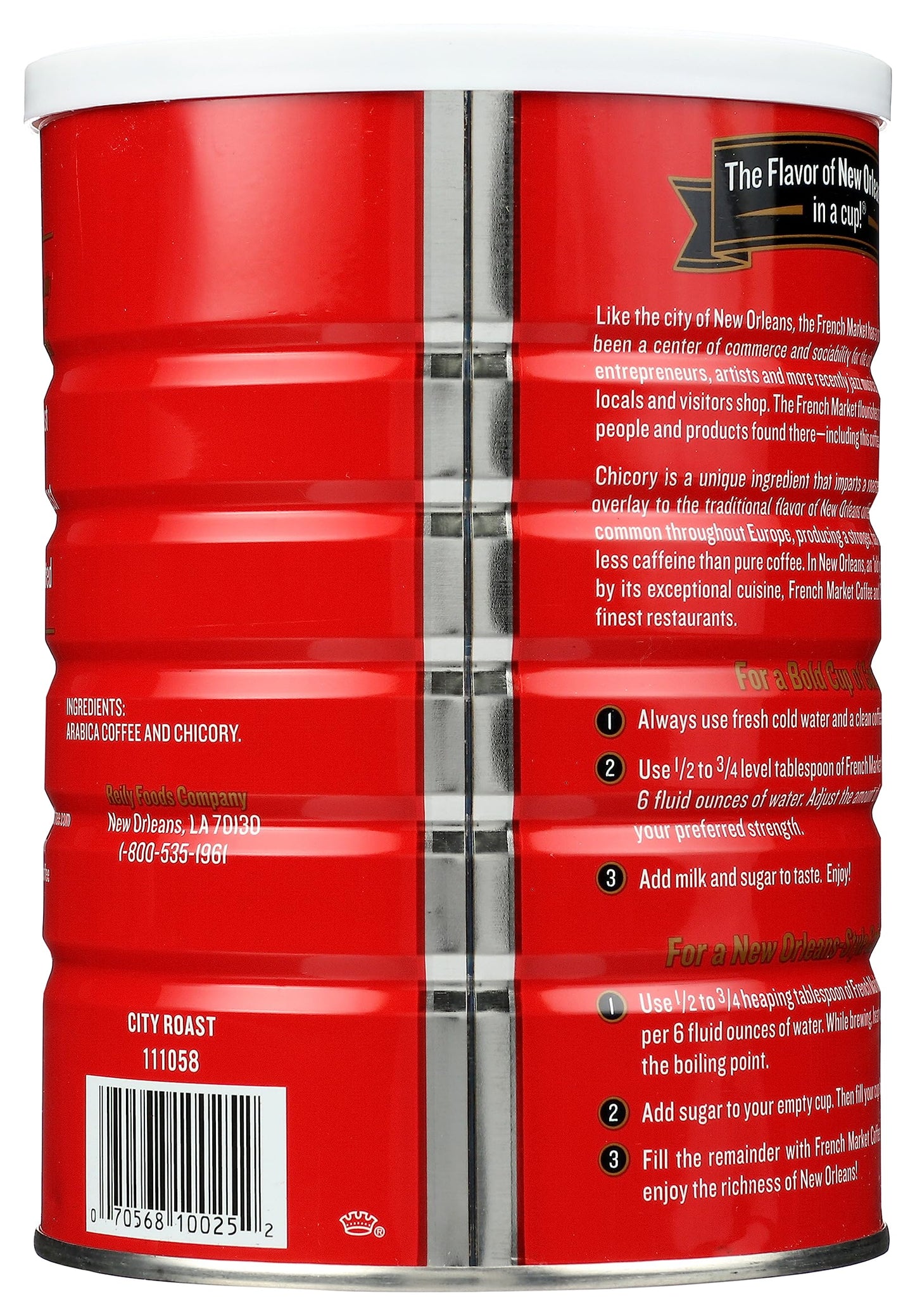 French Market Coffee, Coffee & Chicory, Dark Roast Ground Coffee, 12-Ounce Metal Can