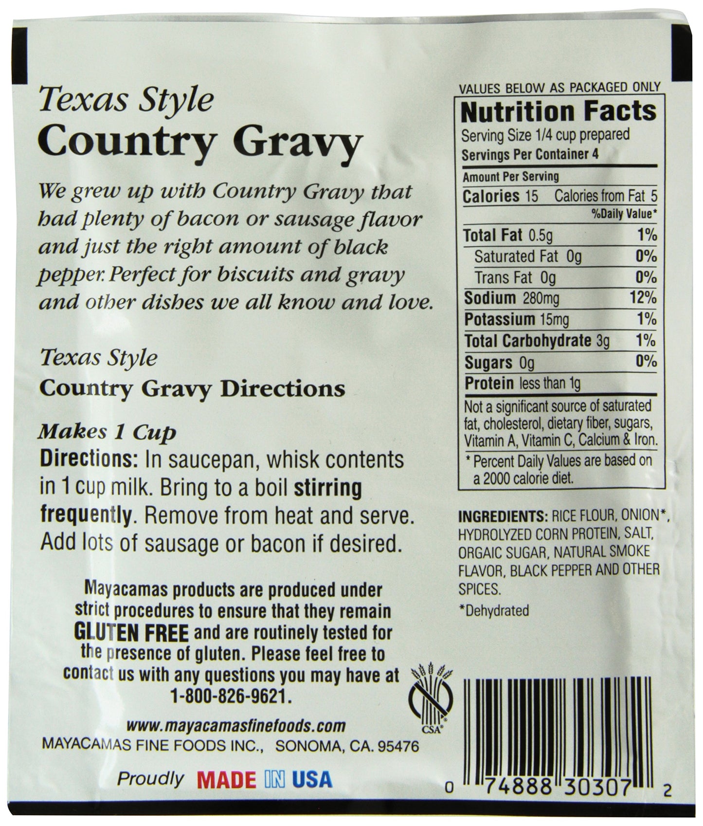 Mayacamas Country Gravy Mix, 0.75 Ounce, Pack of 12, Perfect for Homemade Meals
