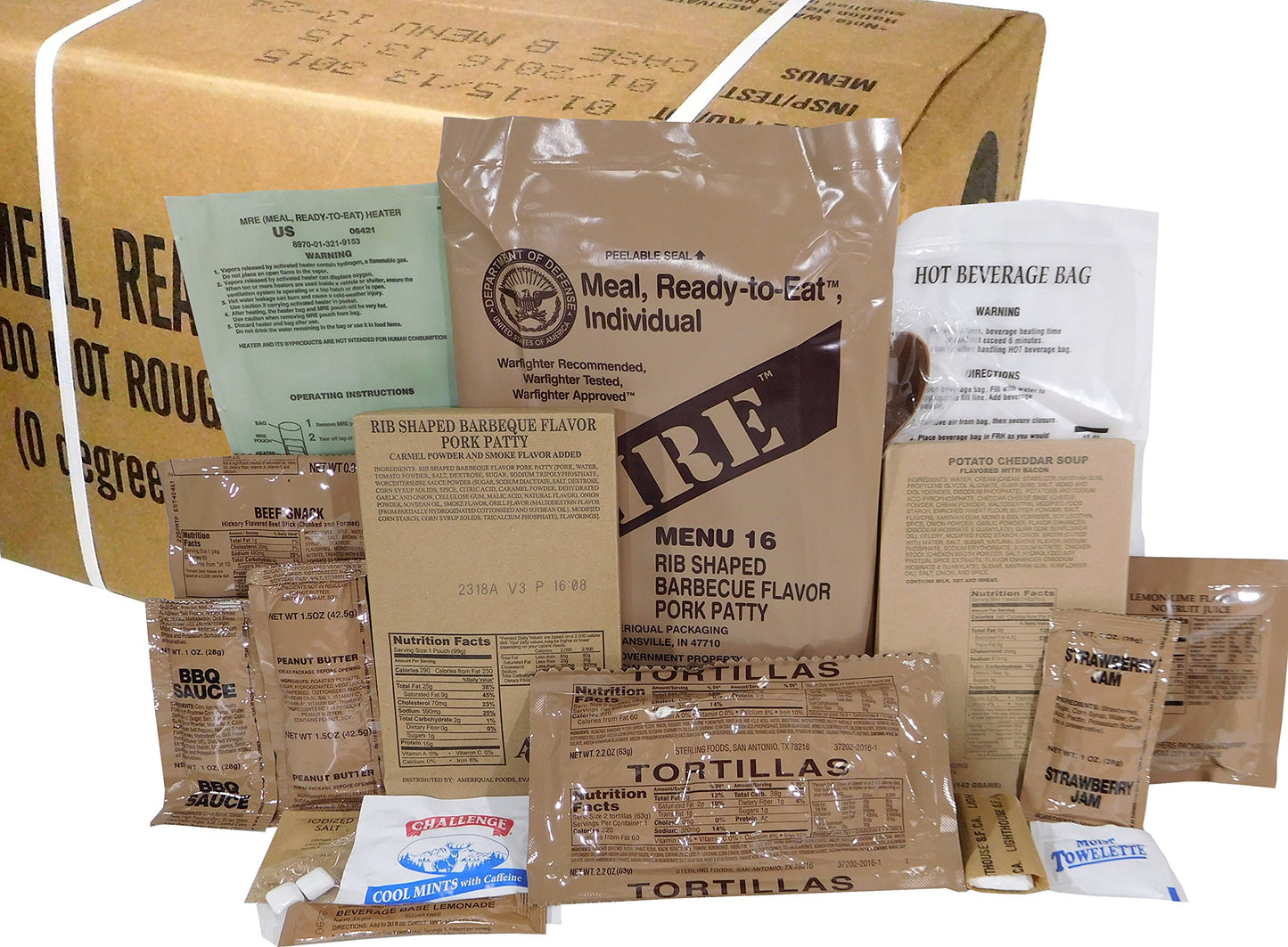Mres (Meals Ready-To-Eat) Box B, Genuine U.S. Military Surplus, Menus 13-24