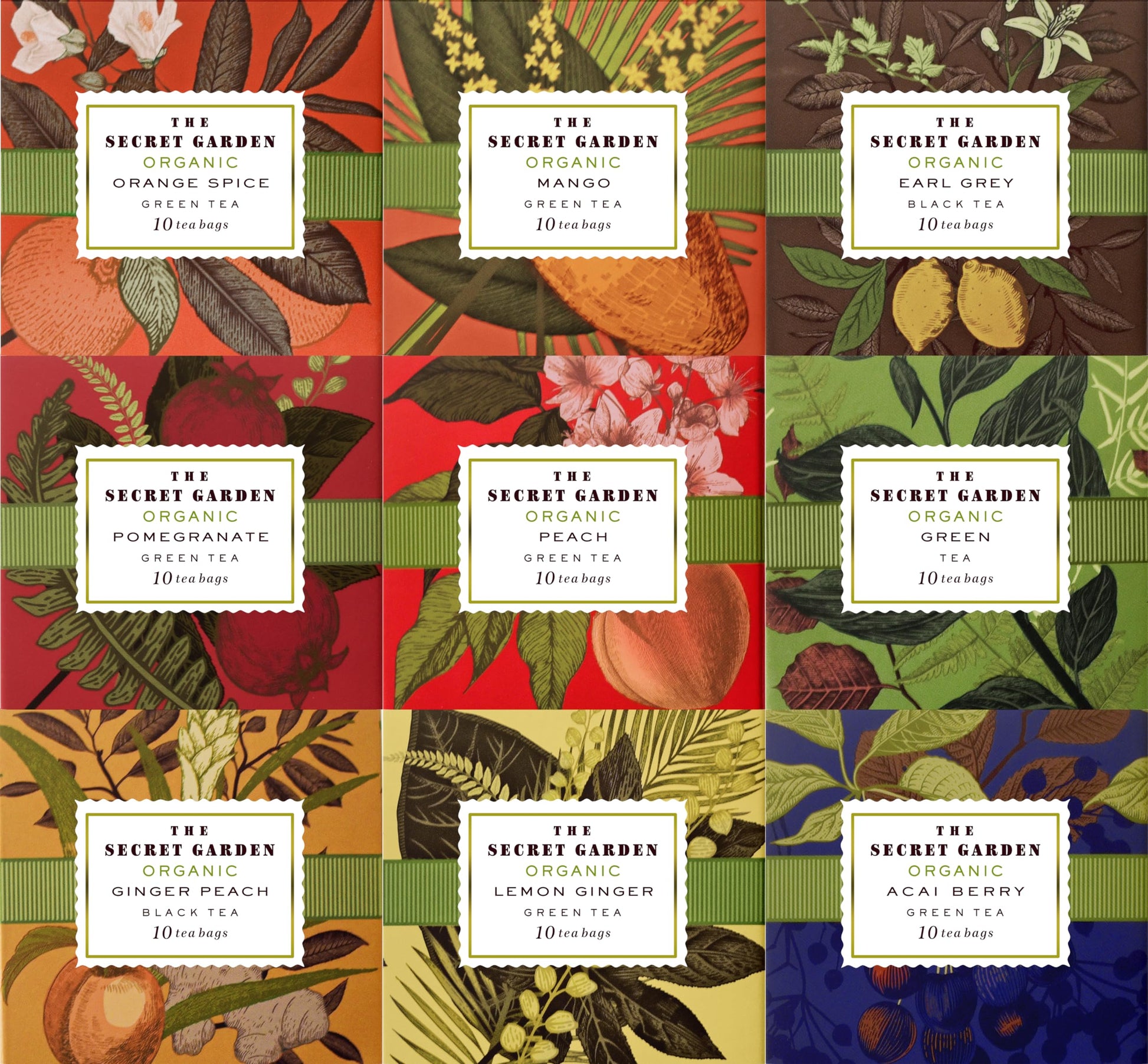 Elephant Park Premium Organic Holiday Tea Bag Sampler Gift Box - 90 Bags, 9 Exotic Herbal Flavors, Mixed Colors