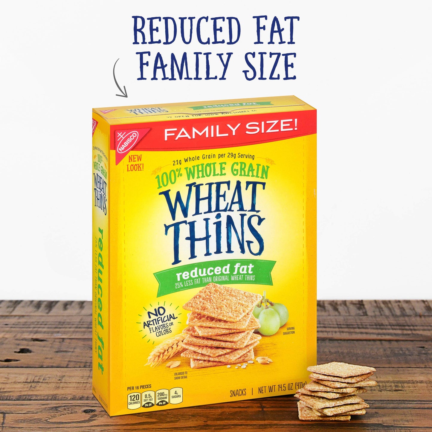 Wheat Thins Reduced Fat Whole Grain Wheat Crackers, Family Size, 6 - 14.5 Ounce Boxes (Pack of 6)