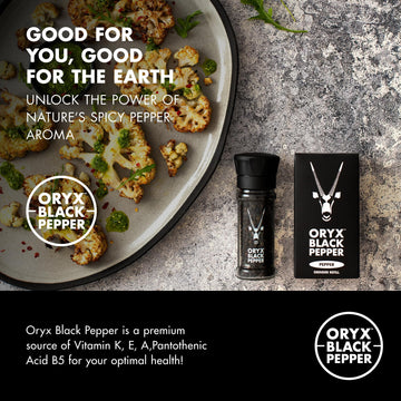 Oryx Black Pepper Refill Box - Premium Whole Black Peppercorns - 3.52oz - Refillable for Oryx Pepper Grinder - Naturally Organic
