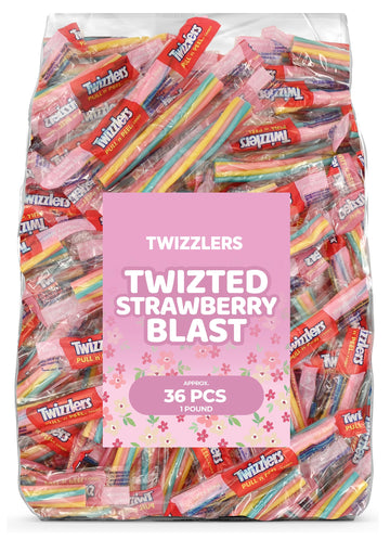 Strawberry Blast Pull-N-Peel Licorice Candy, 1 LB Bulk Pack (Approx. 36 Pieces) - Chewy, Fruity Easter Basket Filler, Egg Hunt T
