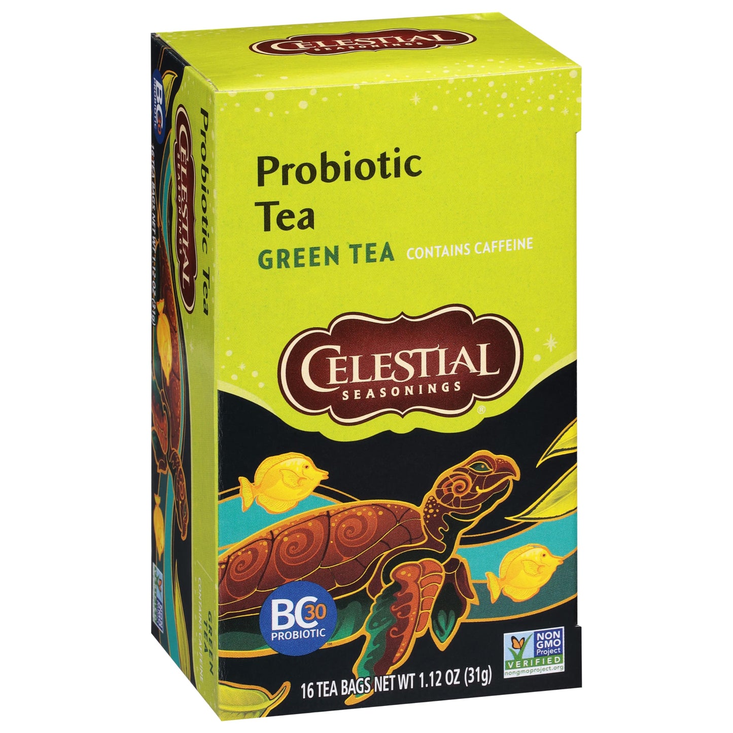 Celestial Seasonings Green Tea Probiotic Tea, Caffeinated, 16 Count, Pack of 6, Natural