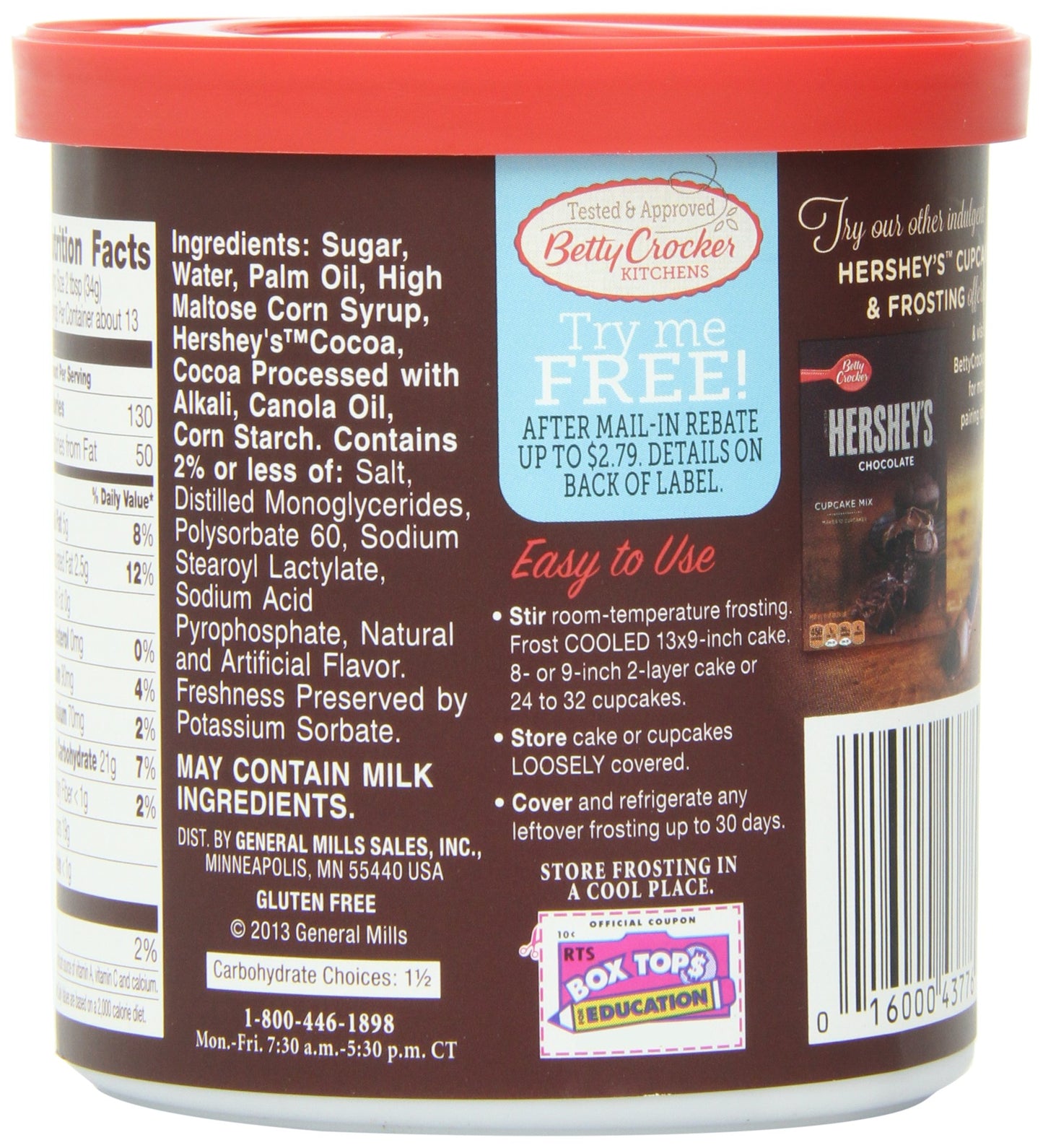 Betty Crocker Gluten Free Hershey'S Milk Chocolate Frosting, 16 Oz. (Pack Of 8)