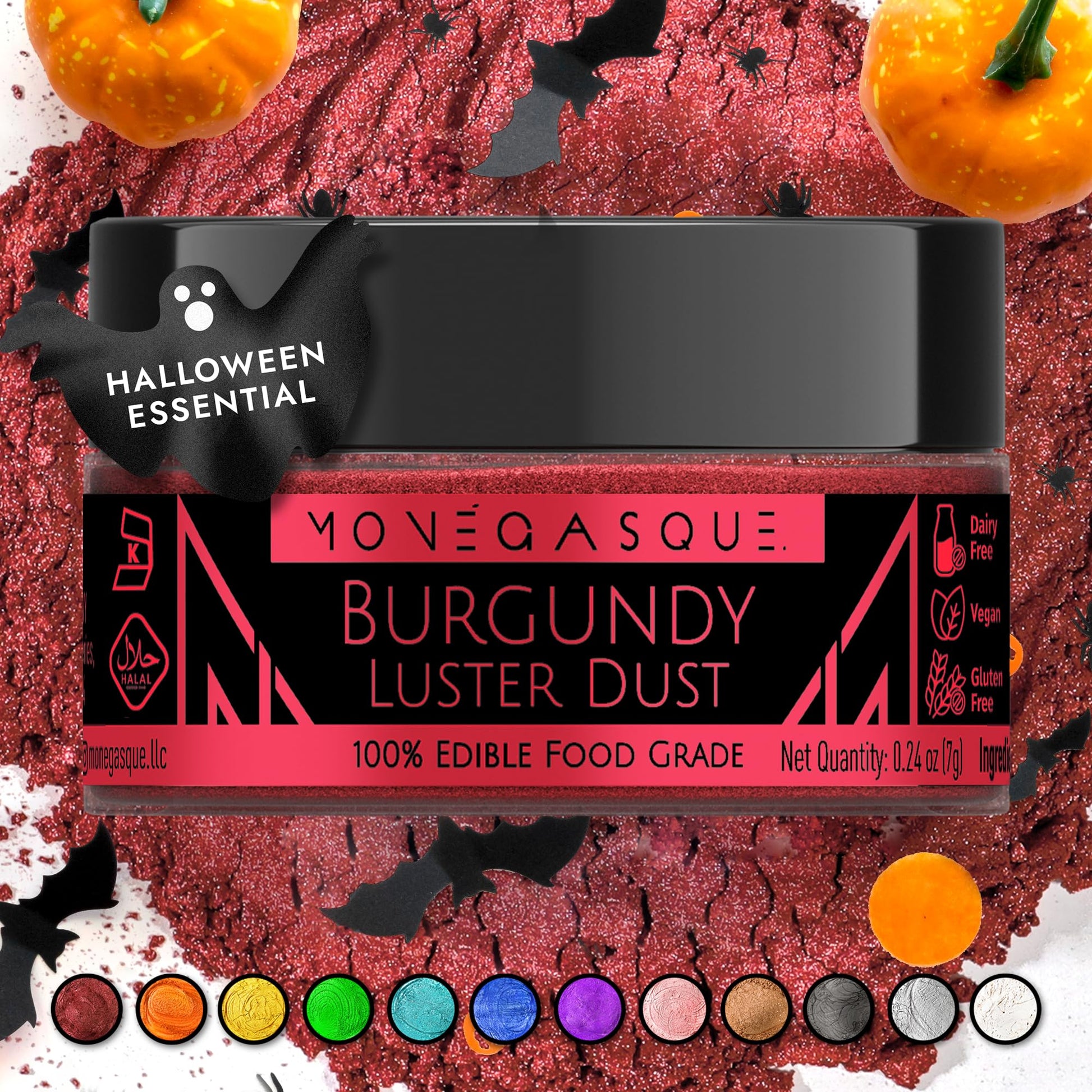 Mon  Gasque Burgundy Luster Dust Edible Glitter For Cocktails 7G - Premium Cocktail Glitter For Drinks - Halloween Food Cake Gli