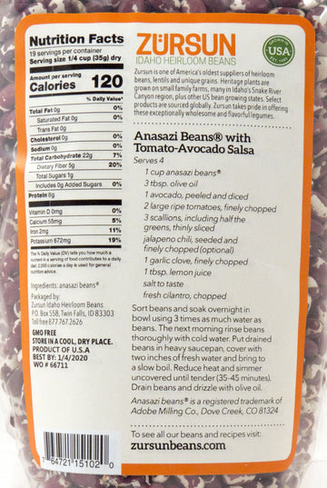 Zursun Heirloom Dry Anasazi Beans 24 Oz Each (2-Pack)