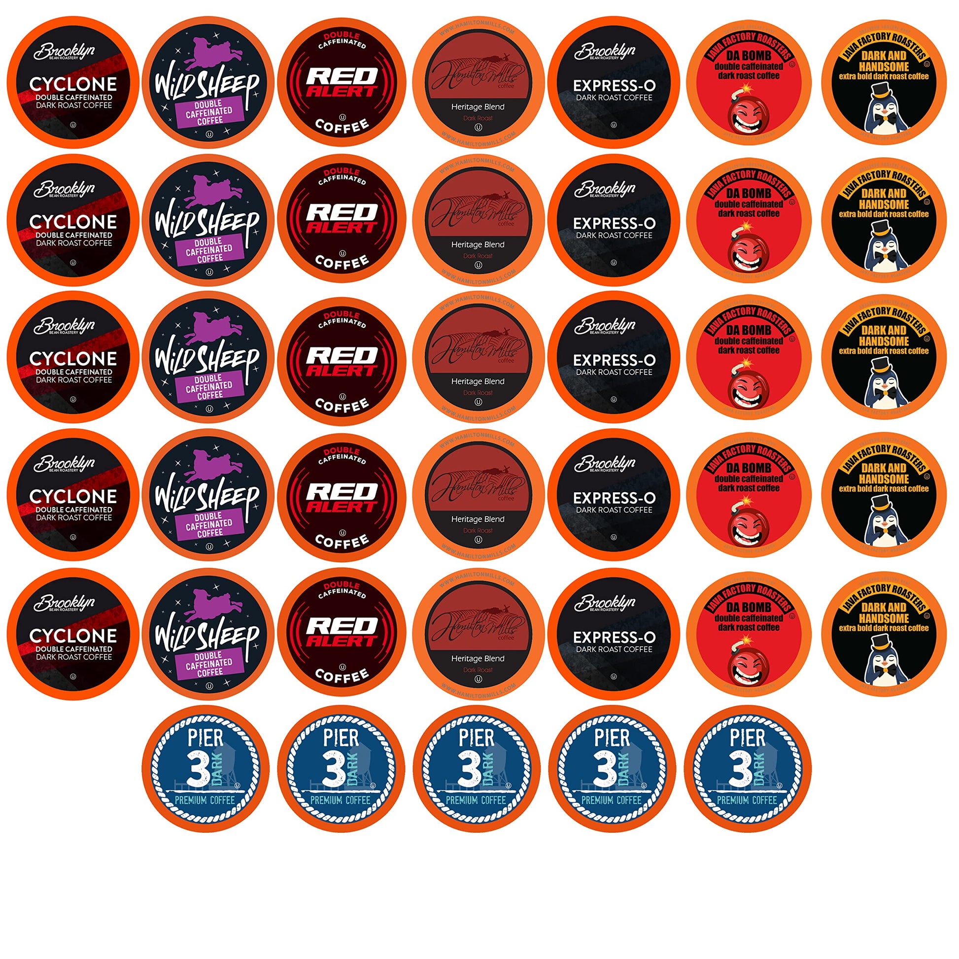 Two Rivers Coffee Variety Pack for Keurig K Cup Brewers, 40 Count, High Caffeine Coffee, Strong and Regular Blend
