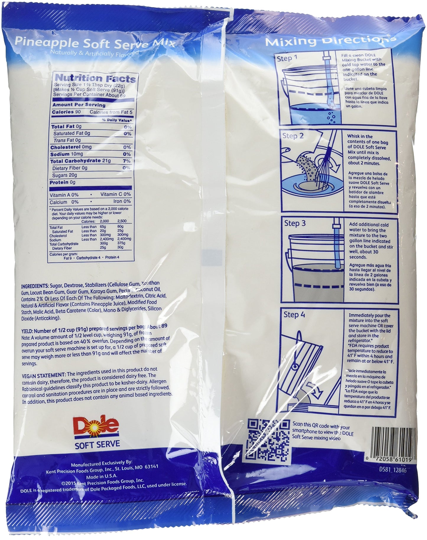 Dole Soft Serve Mix Pineapple, 4.40 Lbs