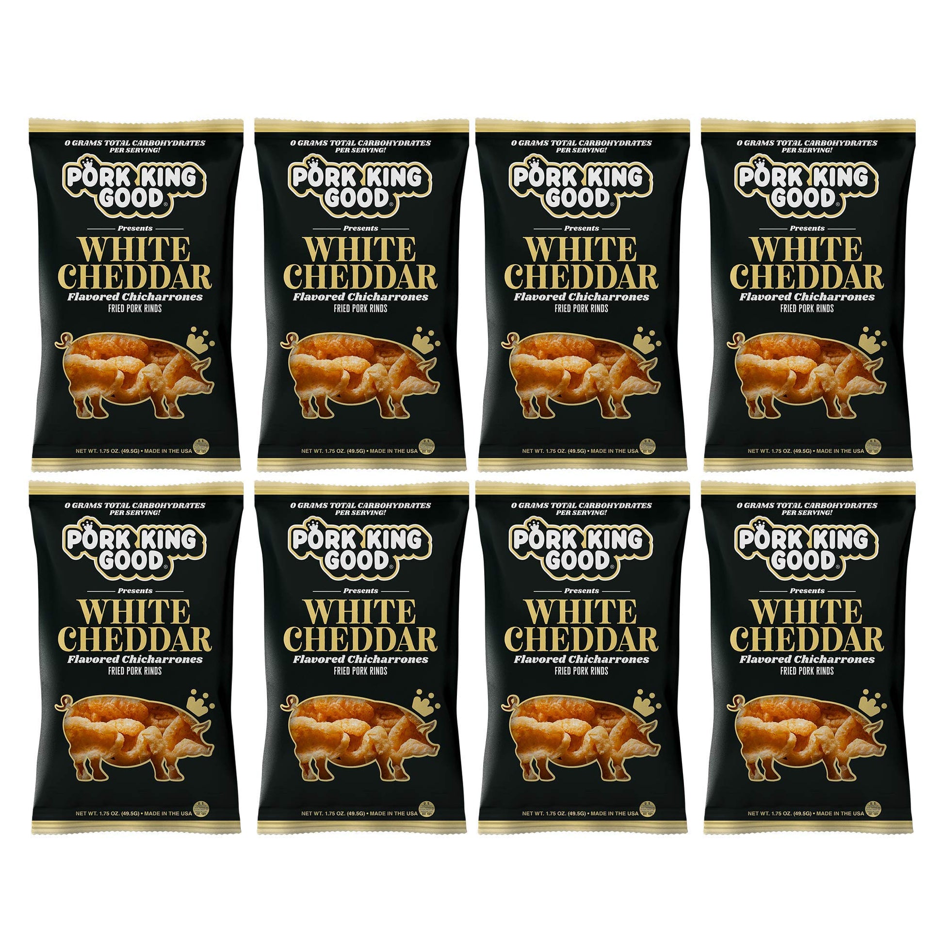 Pork King Good White Cheddar Pork Rinds (Chicharrones) (8 Pack)