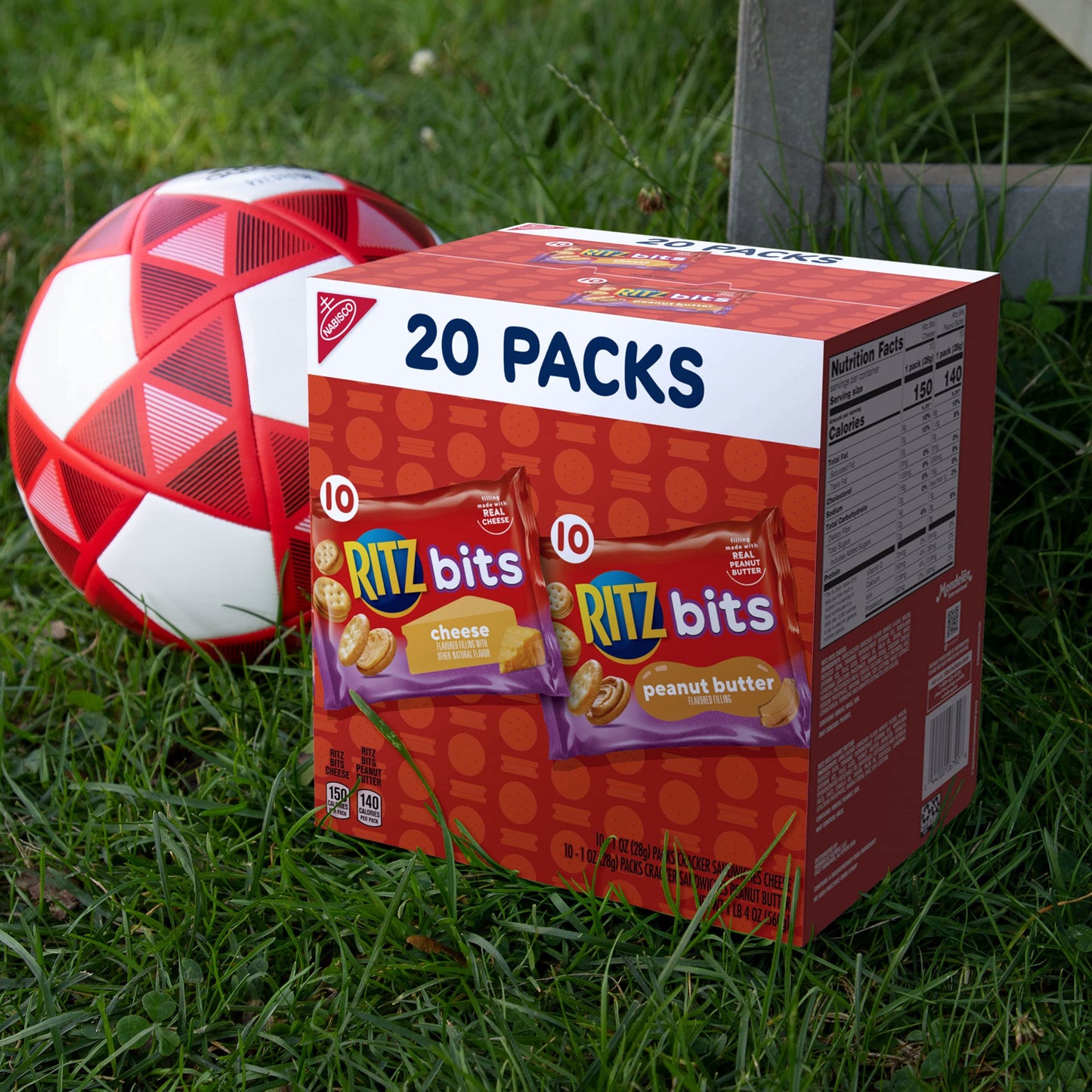 RITZ Bits Cheese and RITZ Bits Peanut Butter Cracker Sandwiches Variety Pack, 20 Snack Packs