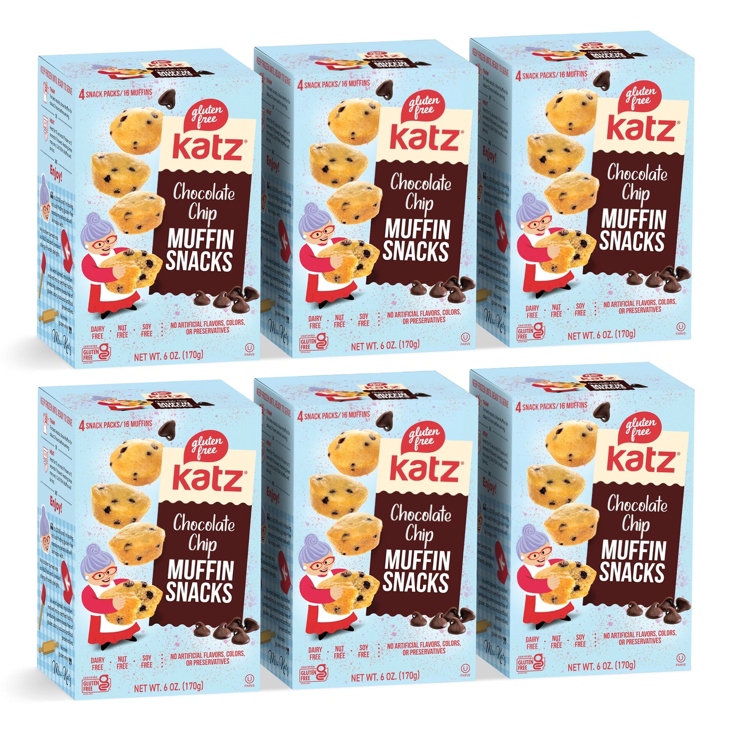 Katz Gluten Free Chocolate Chip Muffin Snacks. Free Of Dairy  Nuts  And Soy. Kosher 6 Oz (6Pk)