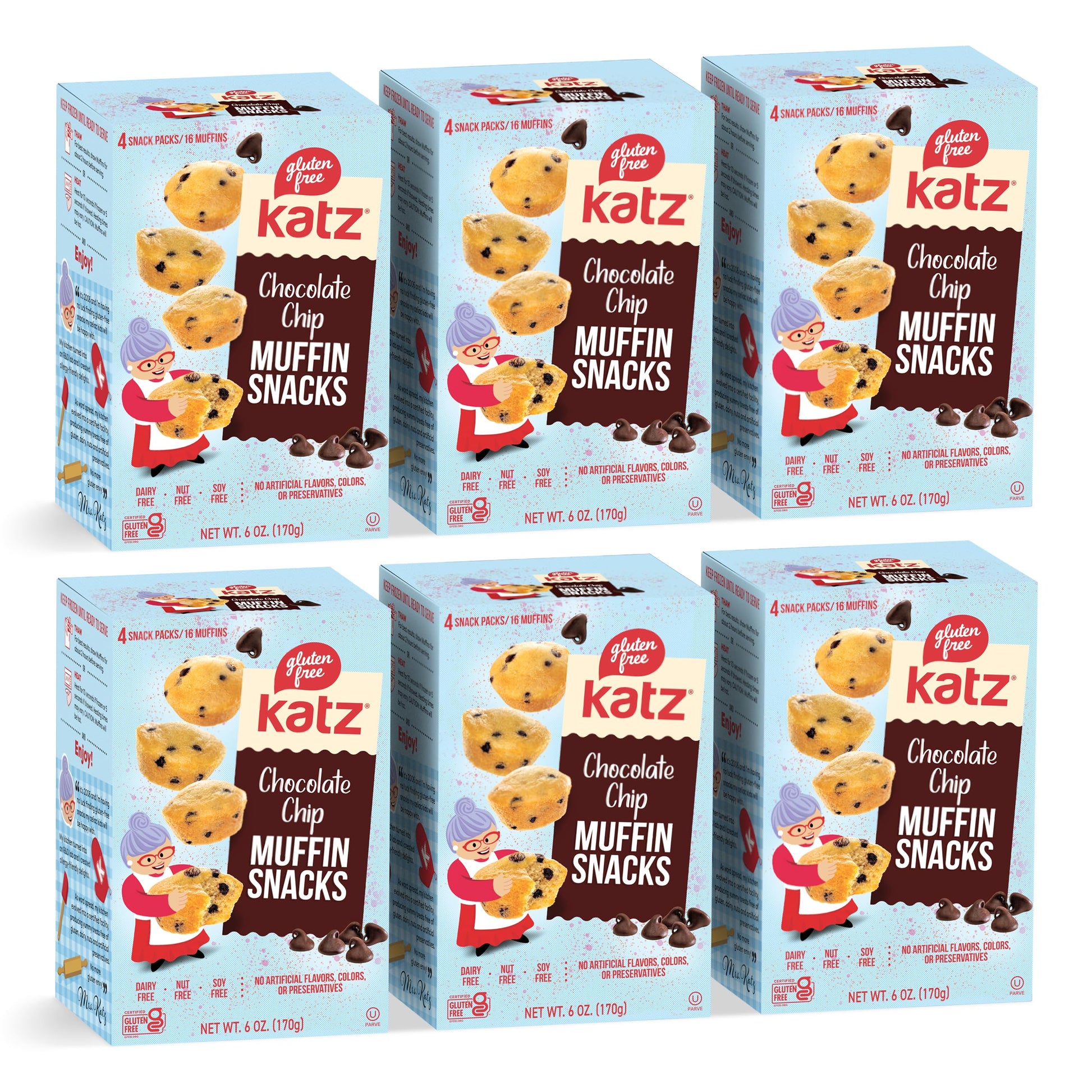 Katz Gluten Free Chocolate Chip Muffin Snacks. Free Of Dairy  Nuts  And Soy. Kosher 6 Oz (6Pk)