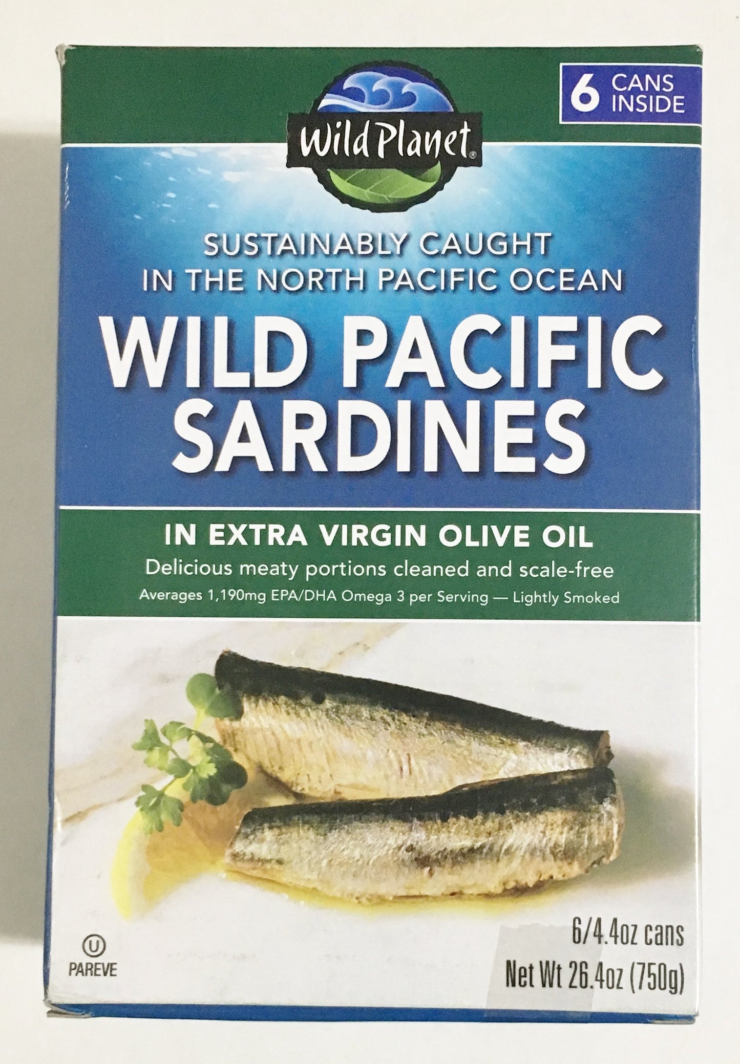 Wild Planet Wild Pacific Sardines In Extra Virflavor Blend Olive Oil 4.375 Ozs. Pack Of 18