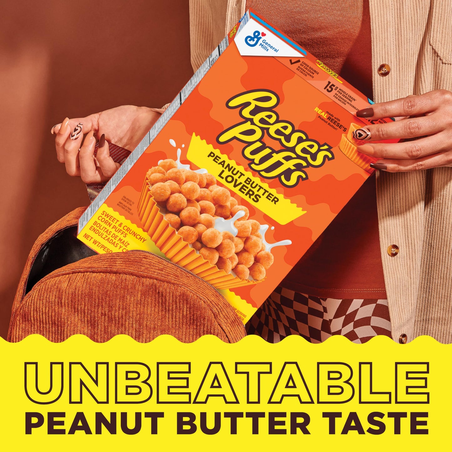 REESES PUFFS Peanut Butter Lovers Breakfast Cereal, Made with Whole Grain and Real REESES Peanut Butter, 11.5 oz