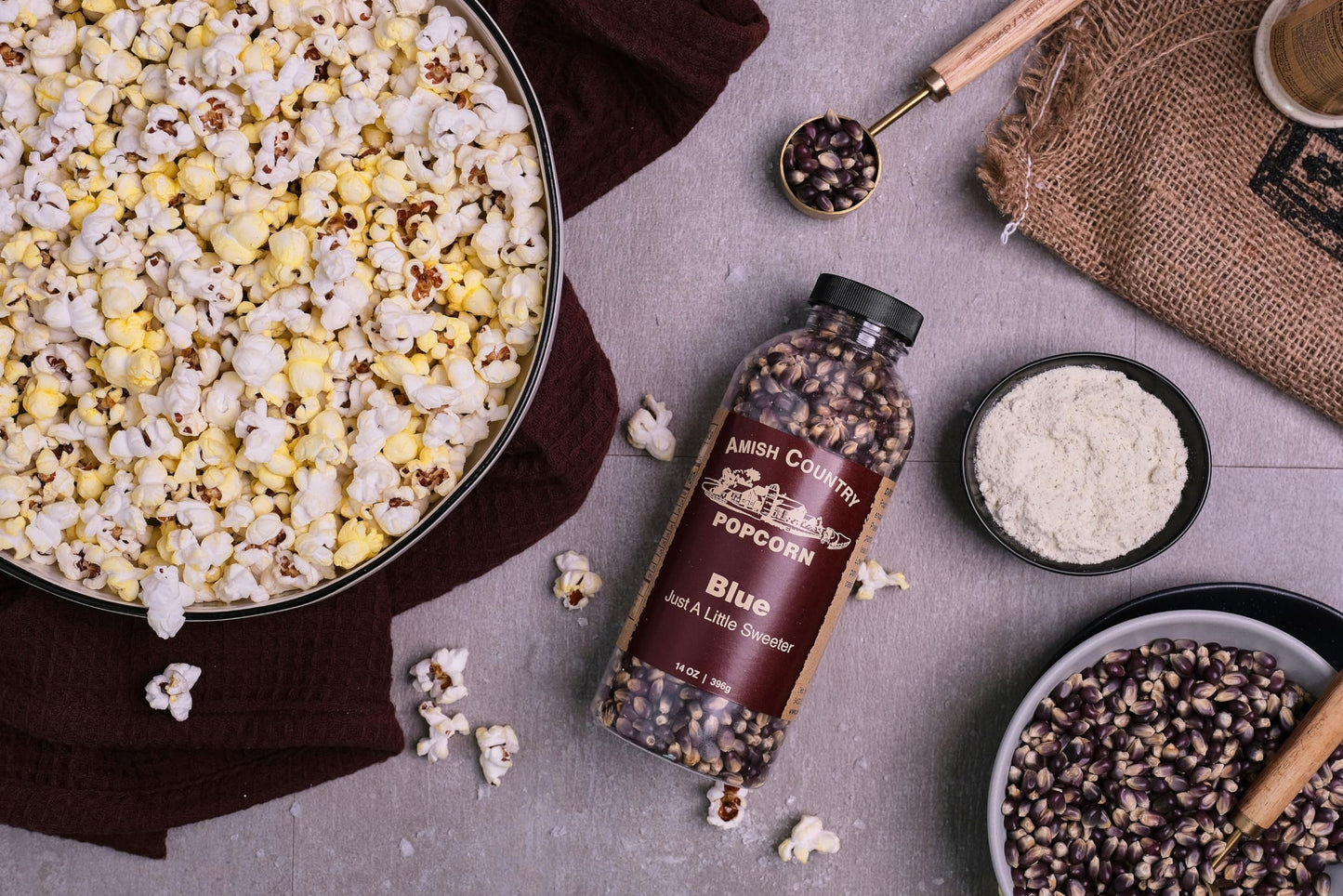 Amish Country Popcorn | 2-14 oz Bottles | Blue Popcorn Kernels | Old Fashioned, Non-GMO and Gluten Free (2-14 oz Bottles)