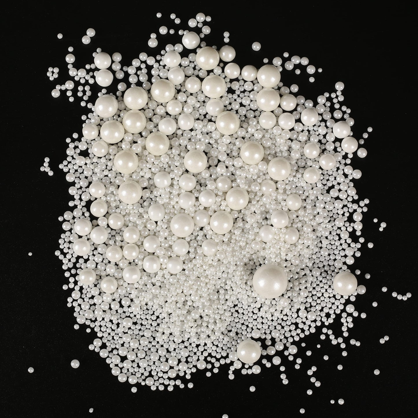 Kasvan White Pearl Sugar Sprinkles - Edible Candy Pearls 130G/4.58 Oz, Mix Size, Baking Cake Decorations, Ice Cream Toppings And