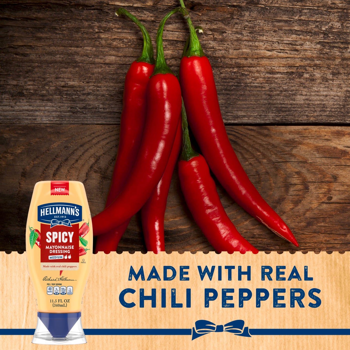 Hellmann'S Spicy Mayonnaise Dressing Squeeze Bottle 1 Ct For A Rich, Creamy Condiment Made With Real Chili Peppers 11.5 Oz
