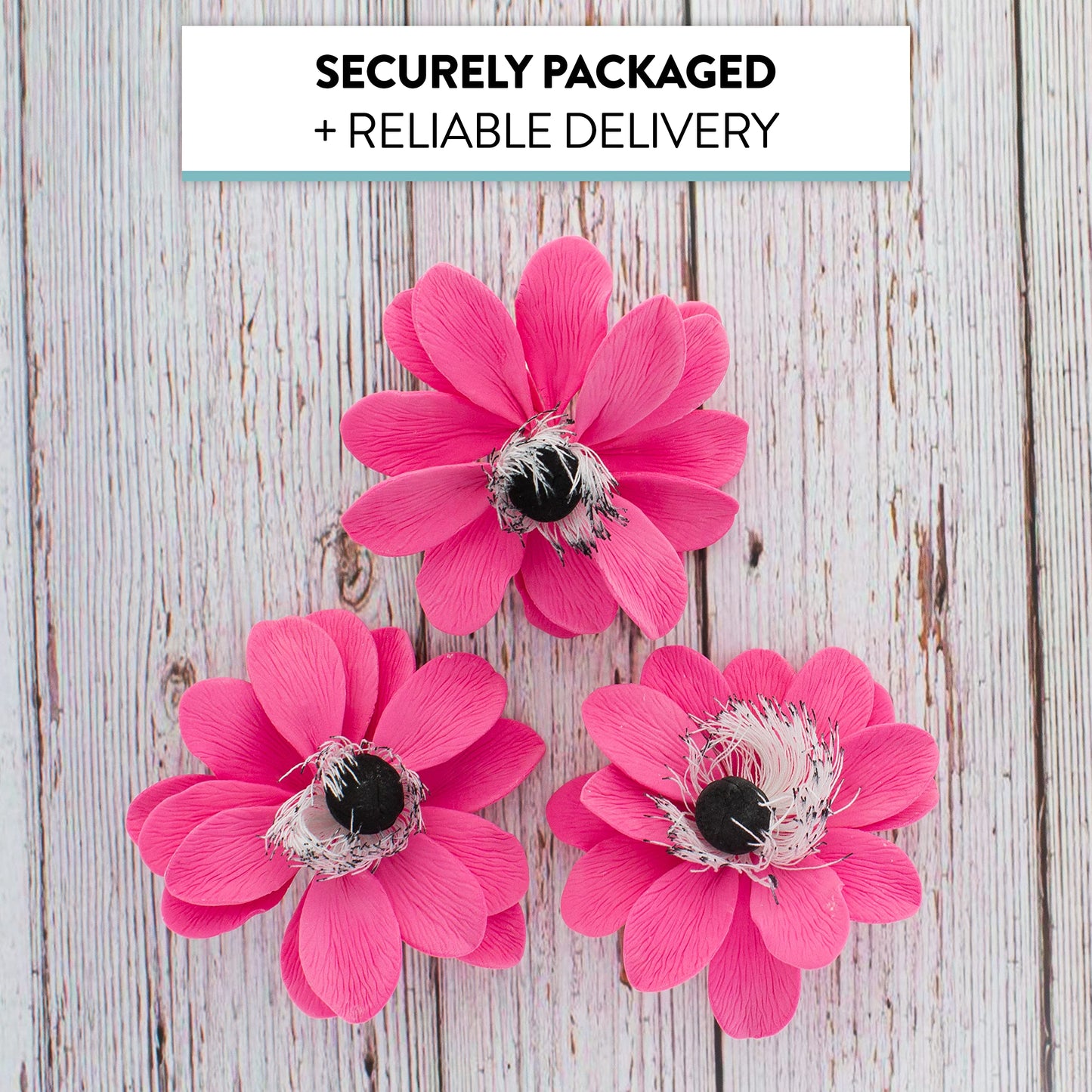 Global Sugar Art Double Anemone Sugar Cake Flowers Pink, 3 Count By Chef Alan Tetreault