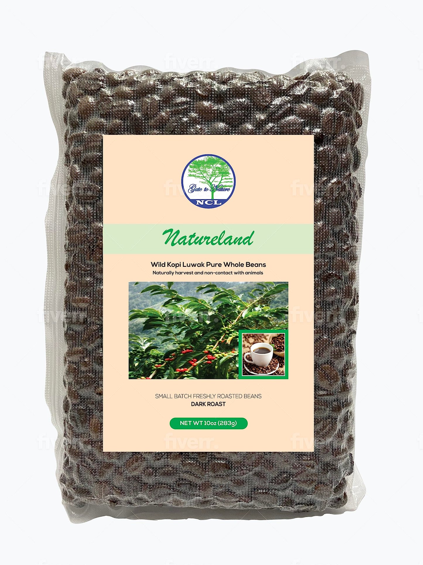 Natureland Wild Civet Arabica Beans  Dark Roast 10Oz Freshly Made Gourmet Kopi Luwak Coffee Gifts  (Gold Label) Stylish Kopi Luwak Coffee Beans Sourced From The Best Regions Of Vietnam Ethically Produced Civet Cat Poop Coffee