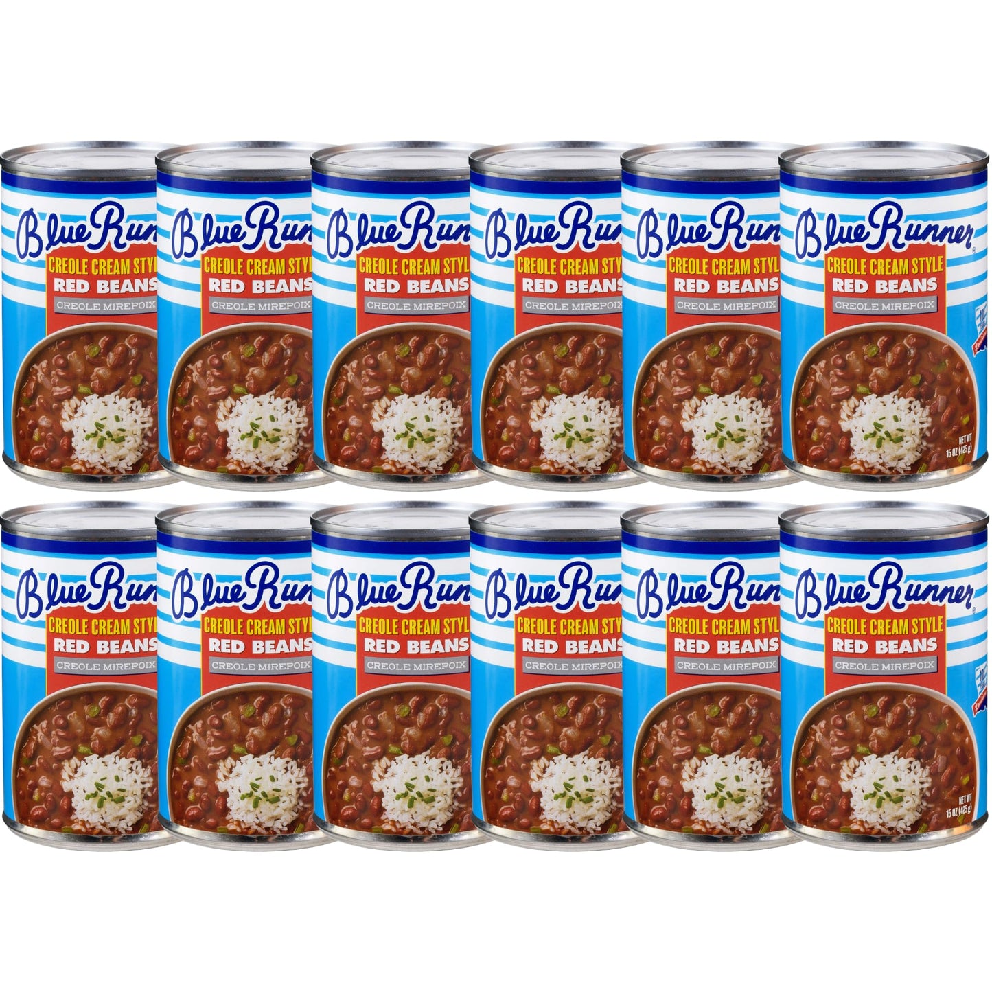 Blue Runner Creole Cream Style Red Beans with Creole Mirepoix, 15 oz (Pack of 12)
