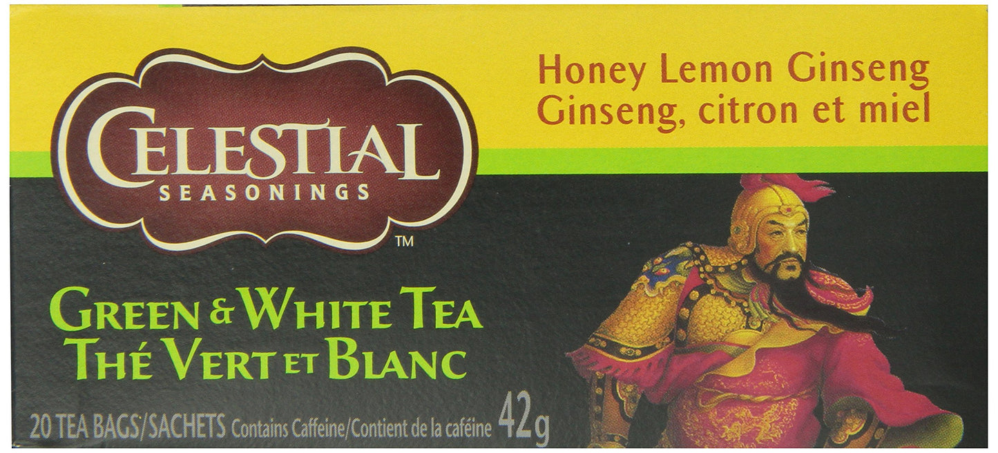 Celestial Seasonings Green Tea Honey Lemon Ginseng, 20-Count (Pack Of6)