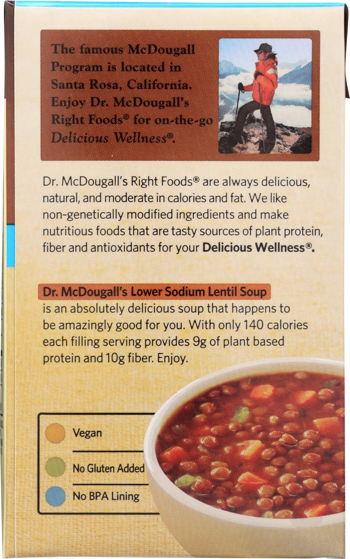 Dr. McDougalls Lentil Ready-To-Serve Soup, Low Sodium, 18.3 oz
