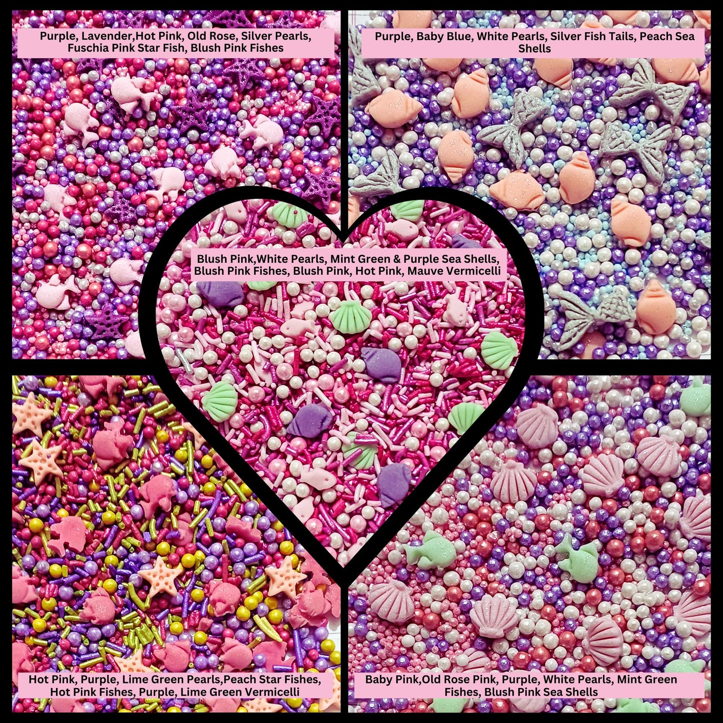 Confect Under The Sea Sprinkle Mix Set - Sea Shell, Star Fish, Mermaid & Sea Fishes Edible Decorations In Ocean-Inspired Colors