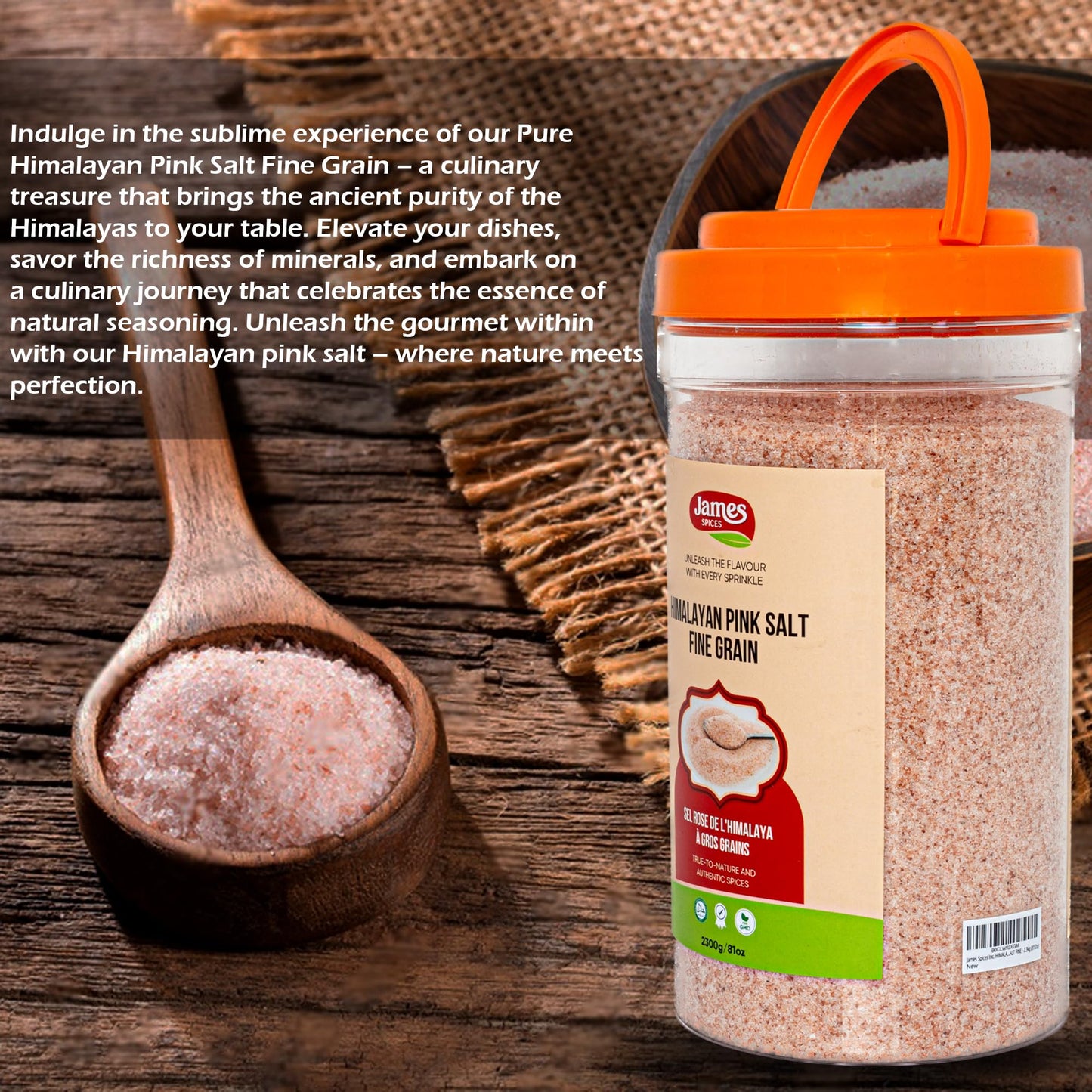 James Spices Inc. Black Pepper (81Oz (2.3Kg) - Himalayan Pink Salt Fine Grain)