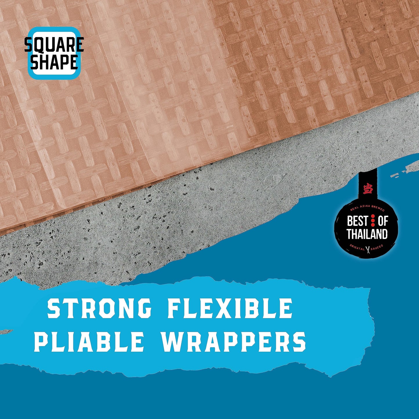 Best Of Thailand [Square] Brown Rice Paper Wraps 3 Pack | Perfect For Fresh Spring Rolls & Dumplings | Non-Gmo, Gluten-Free, Veg