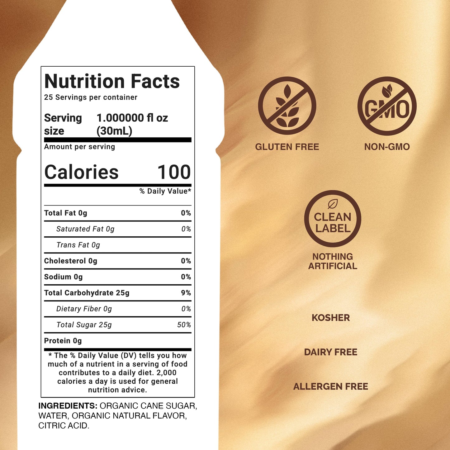 Monin Organic Syrup Caramel - Single Bottle