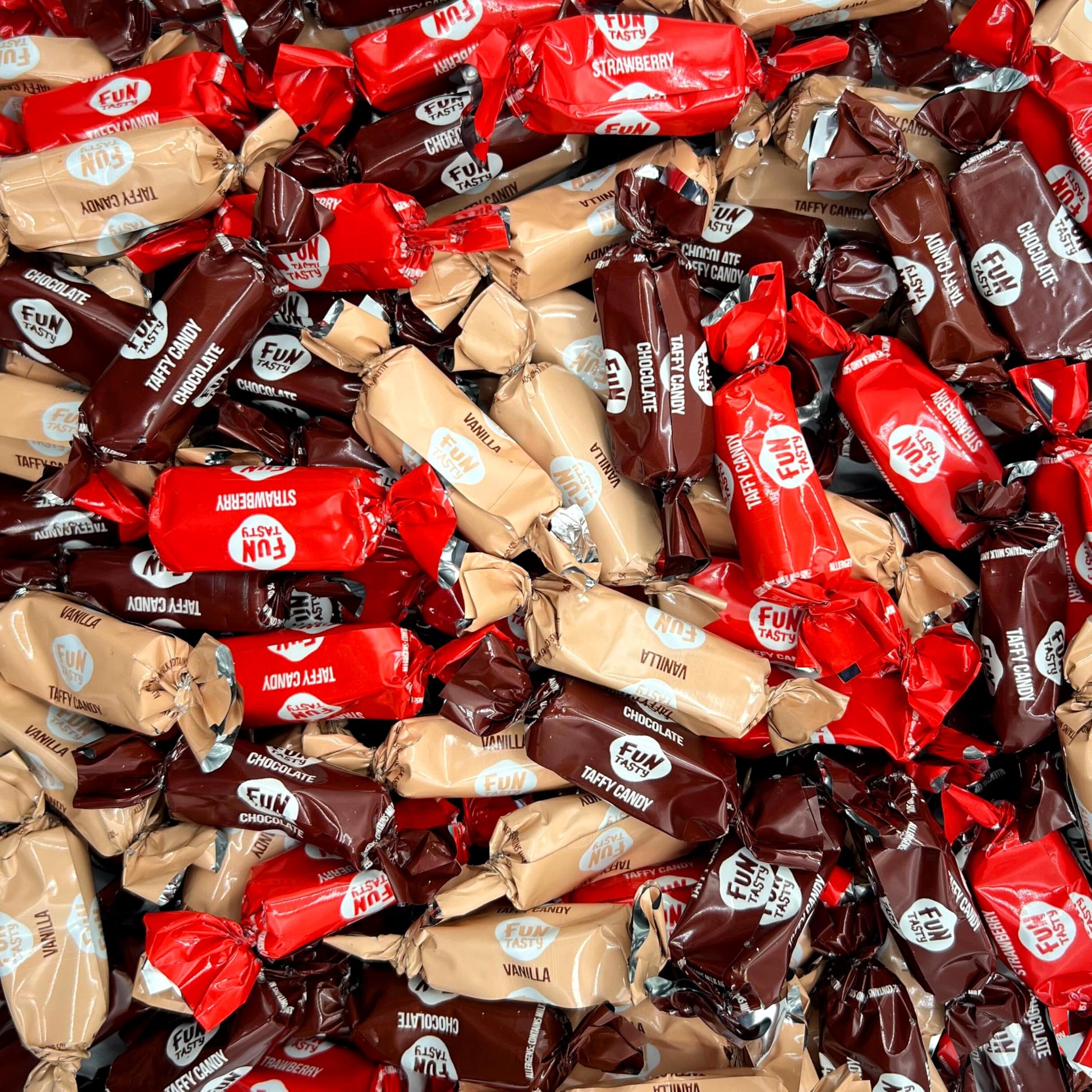 Neapolitan Taffies Candy Mix - 2 Pound Bulk Pack (150 Count) - Individually Wrapped Premium Assorted Caramels - Vanilla, Chocola