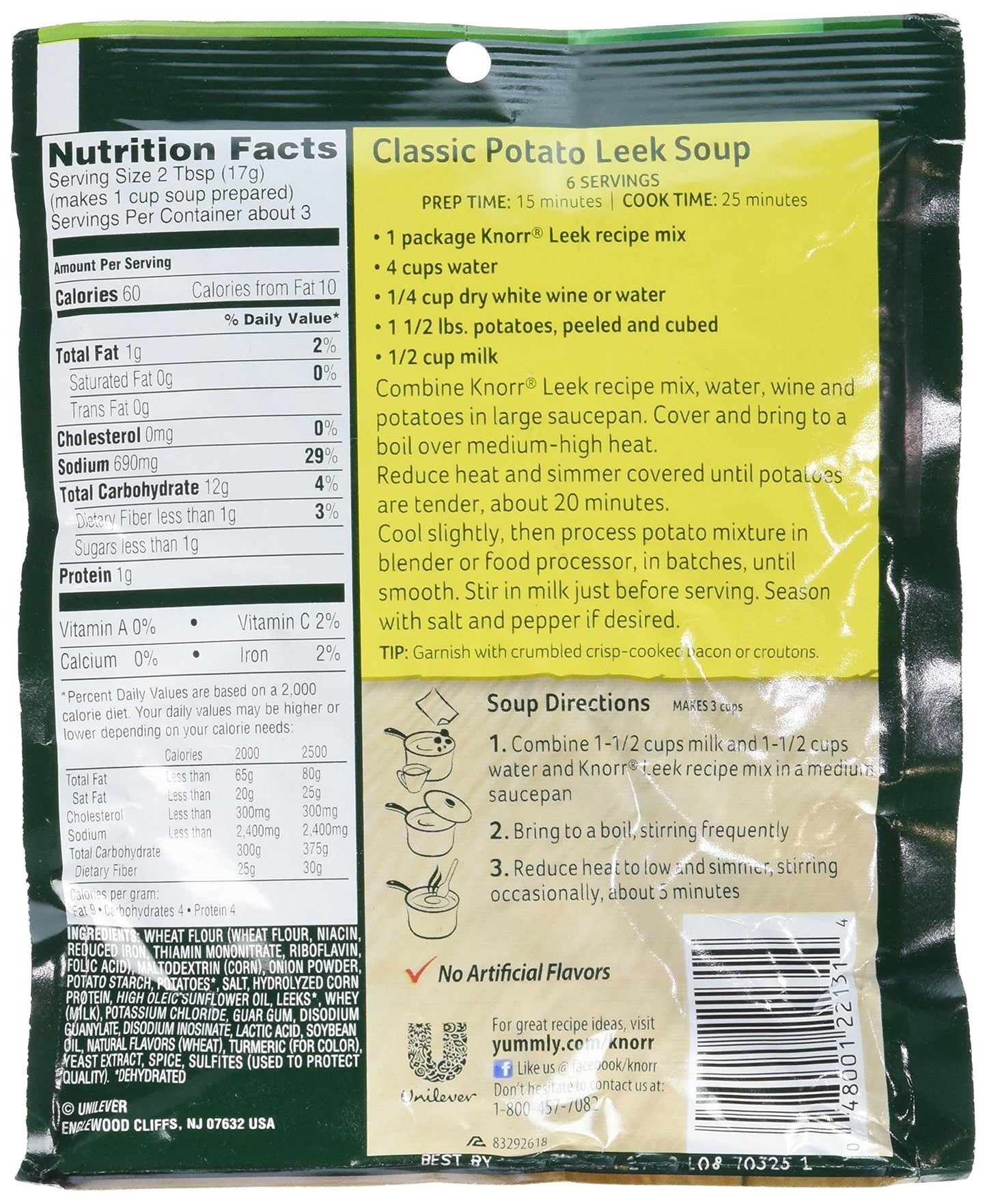 Knorr Leek Recipe Mix, 1.8 Oz (Pack Of 3)