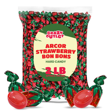 Arcor Strawberry Bon Bons Hard Candy, Sachet Wrap, 2-Pound Bag (About 130 Count)