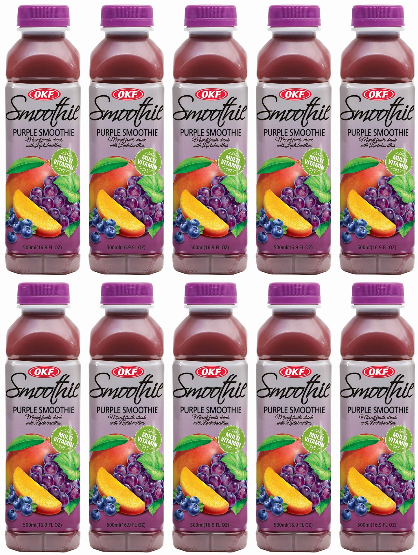OKF Smoothie Multi Vitamin Drink, 16.9 Fl Oz, Pack of 10, Purple Flavor