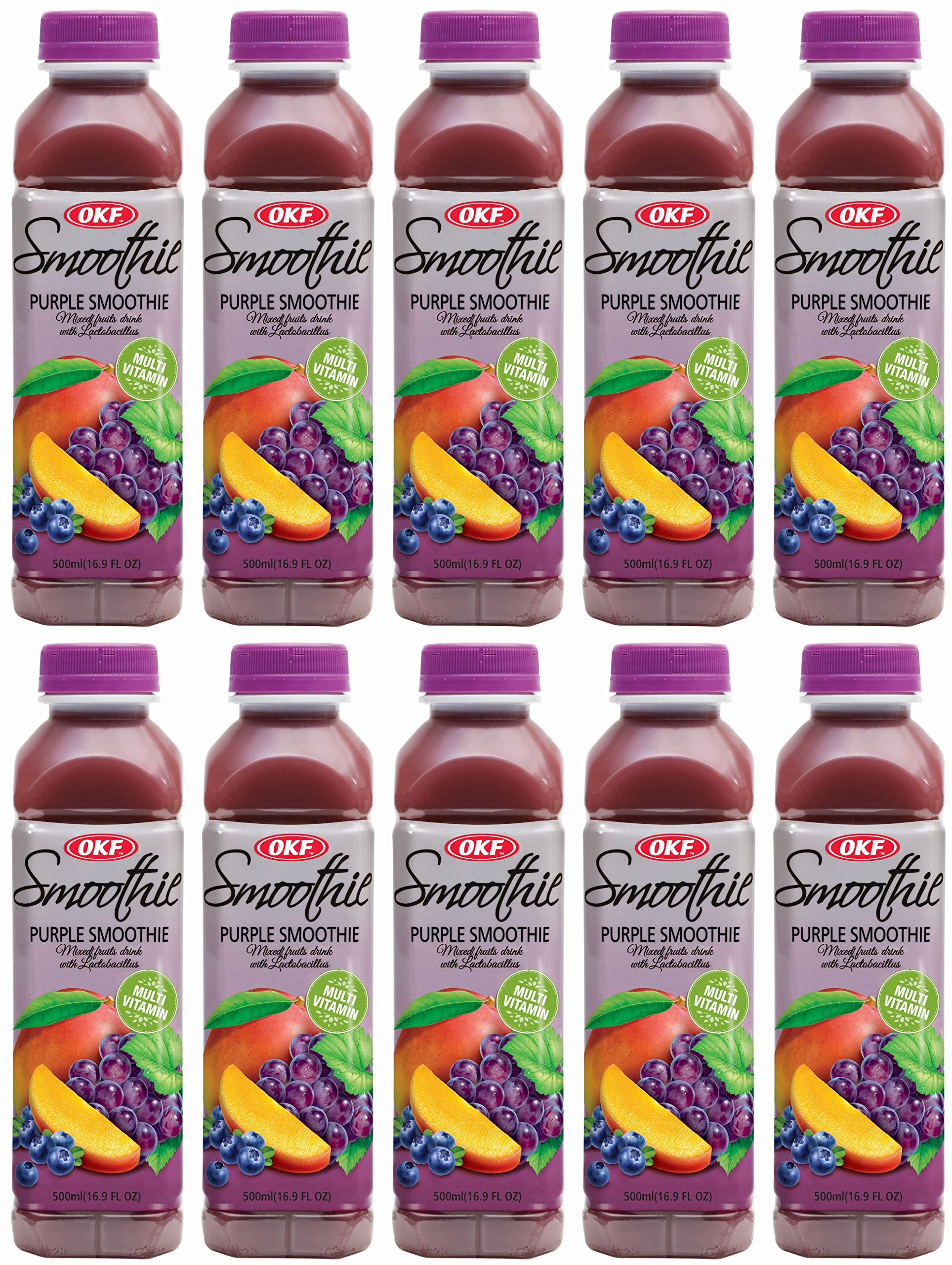 OKF Smoothie Multi Vitamin Drink, 16.9 Fl Oz, Pack of 10, Purple Flavor