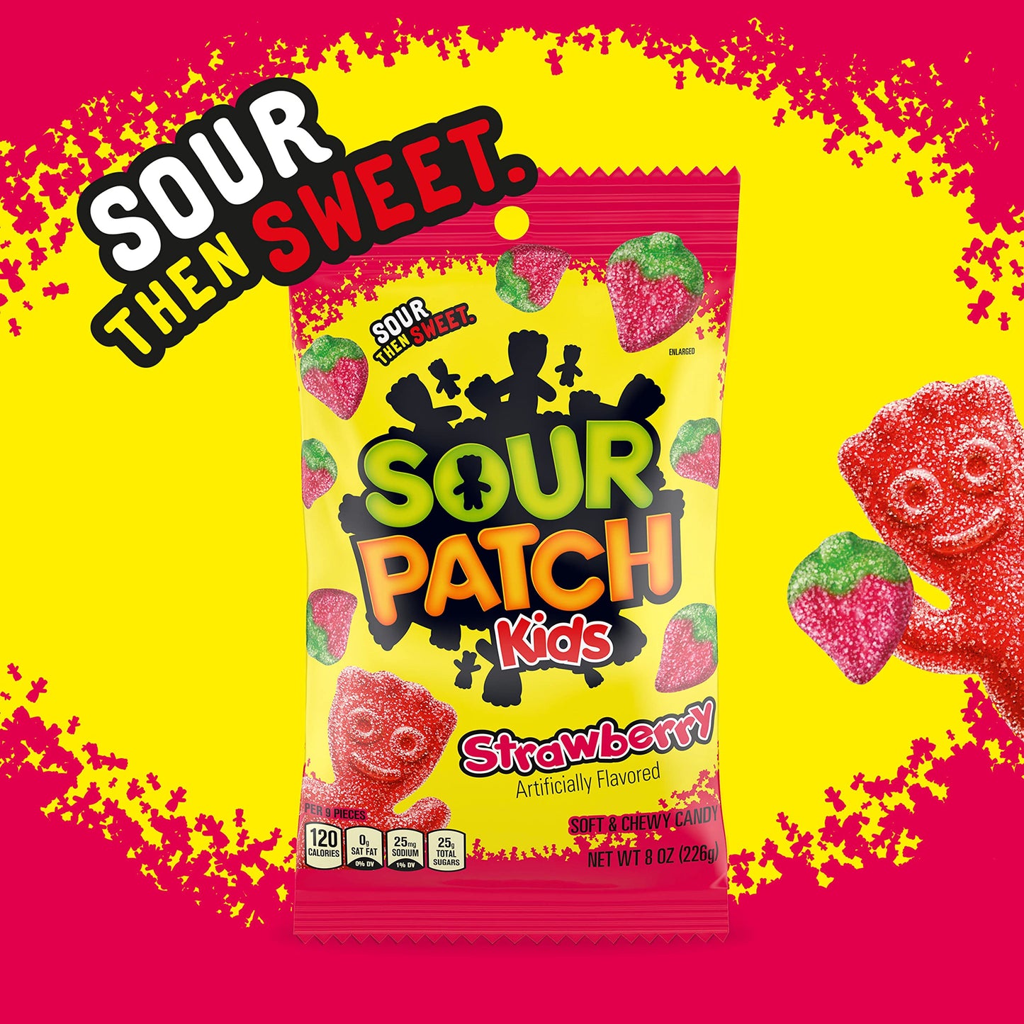 SOUR PATCH KIDS Strawberry Soft & Chewy Candy, Bulk Candy, 12-8 oz Bags