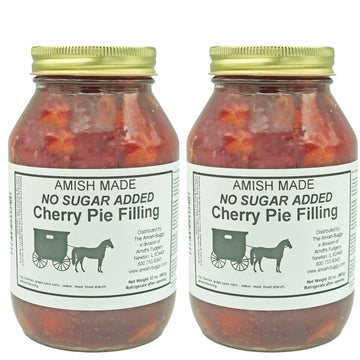 Amish Pie Filling No Sugar Added Cherry - TWO 32 Oz Jars