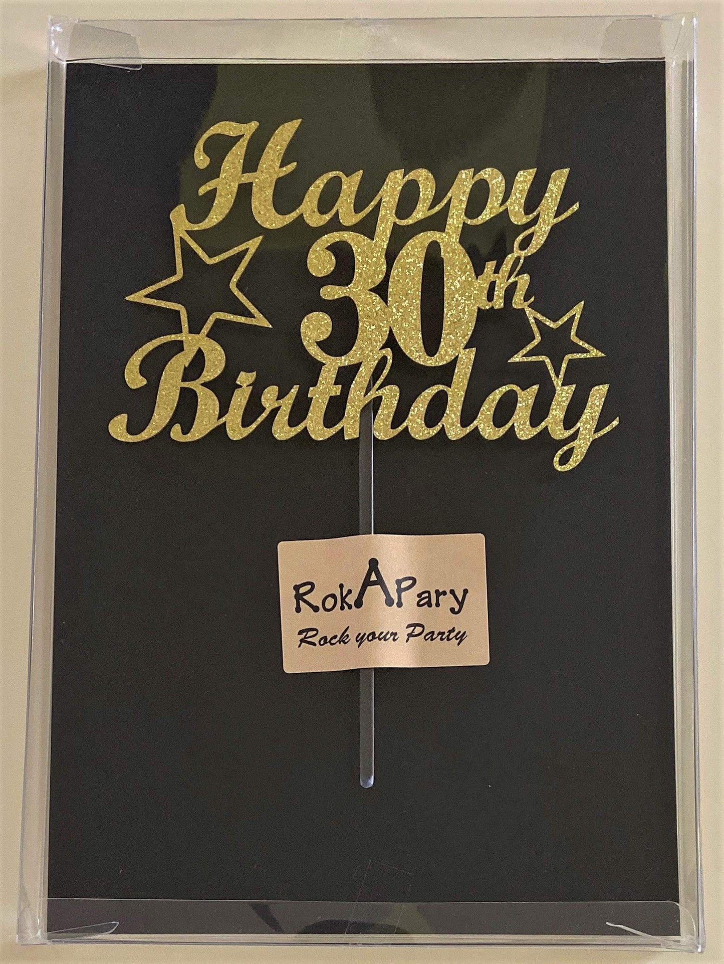 30 Birthday Cake Topper Gold Glitter, Party Decoration Ideas, Premium Quality, Sturdy Doubled Sided Glitter, Acrylic Stick. Made