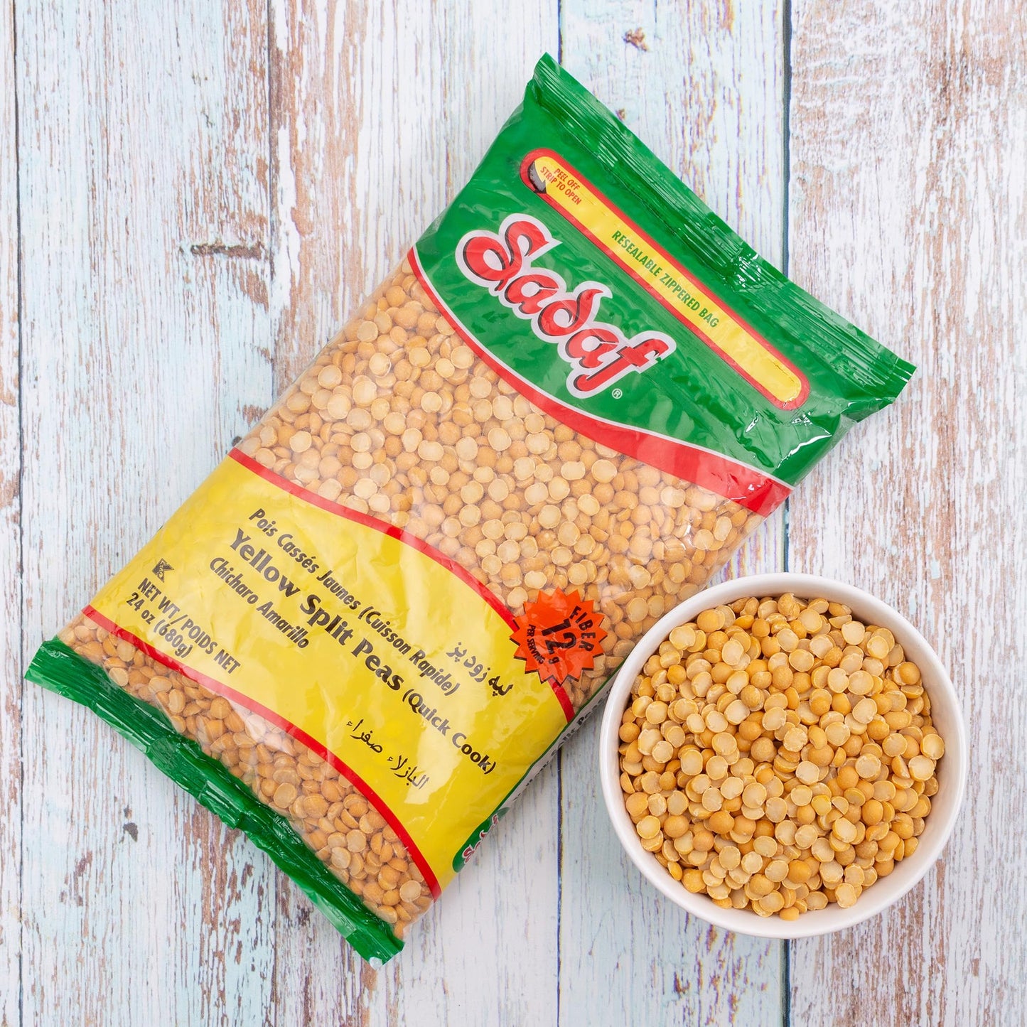 Sadaf Yellow Split Peas -24 Oz. Quick Cook - Dried Yellow Split Peas - Natural, Vegan, Kosher