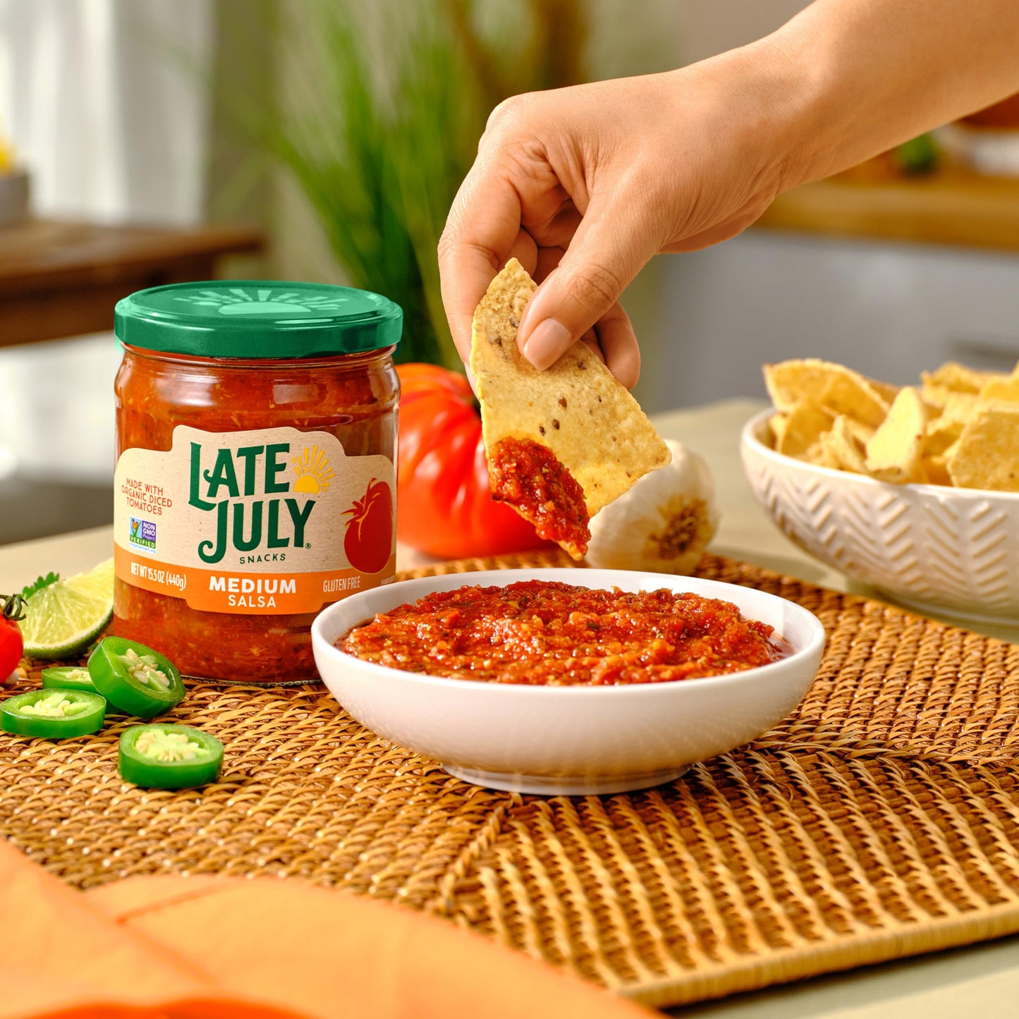 Late July Medium Salsa, 15.5 oz Jar, Pack of 1, Ideal for Dipping and Cooking