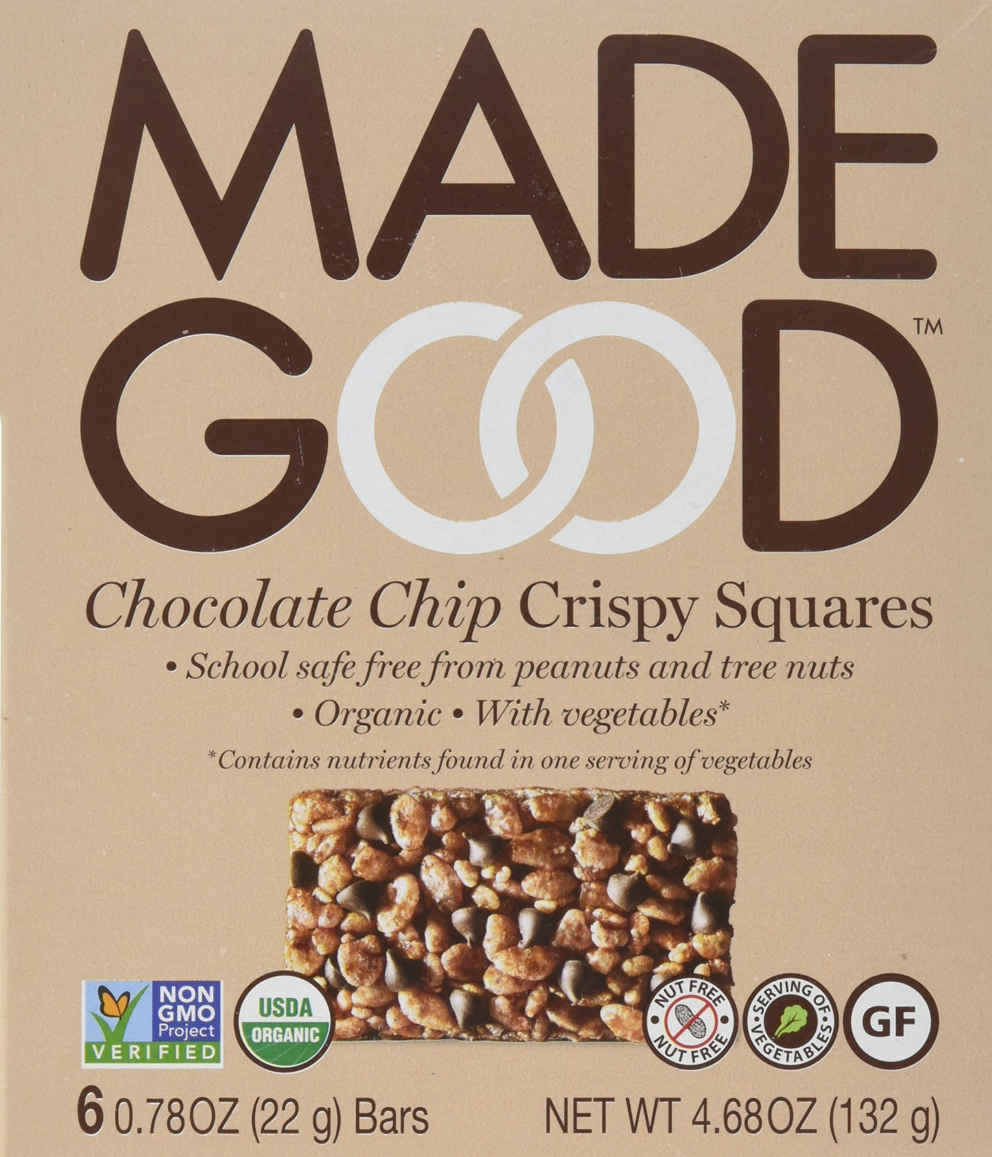 Made Good Crispy Squares, Chocolate Chip, 4.68 Ounce