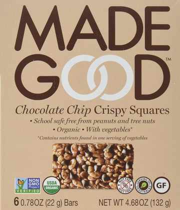 Made Good Crispy Squares, Chocolate Chip, 4.68 Ounce