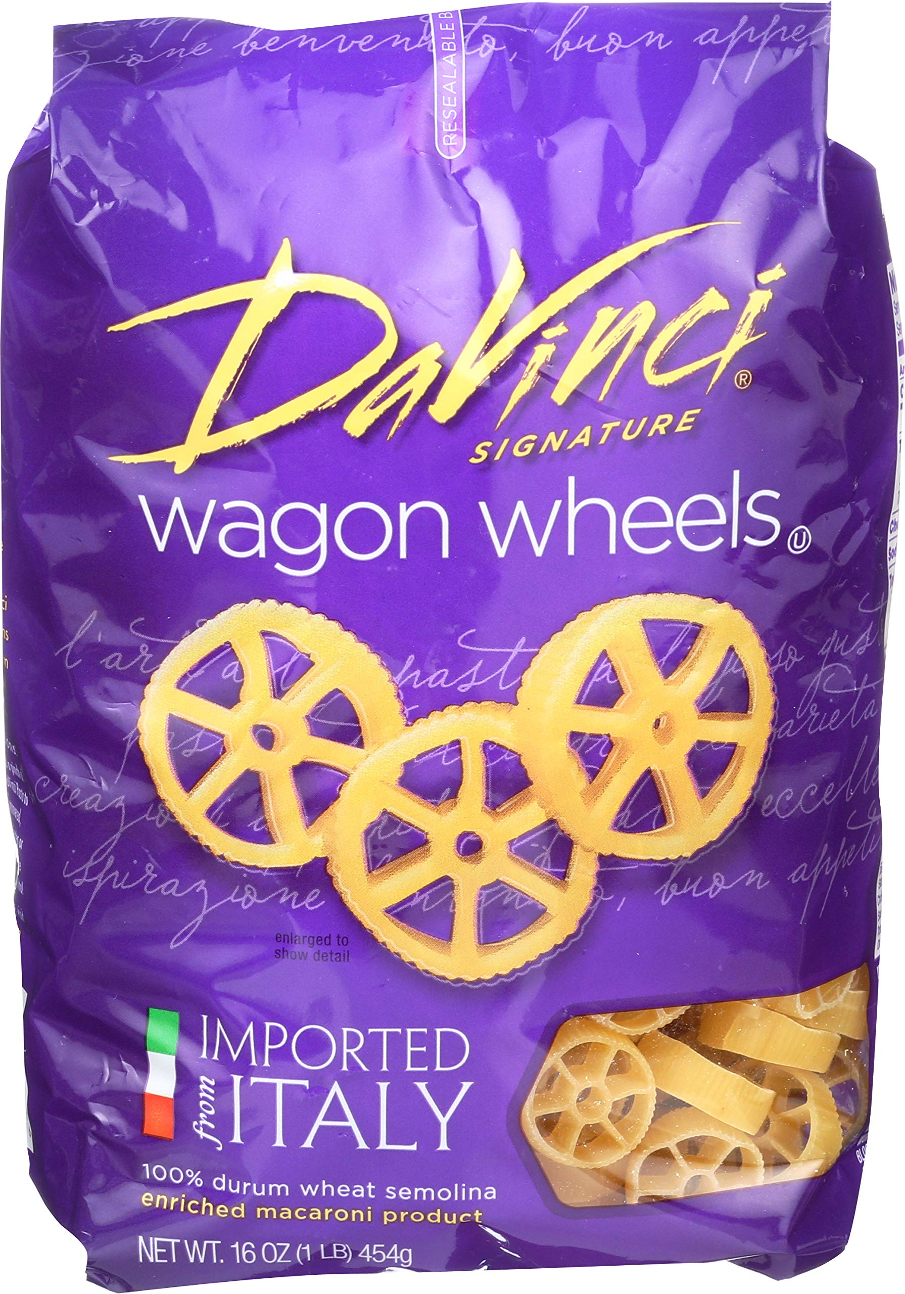 DaVinci Pasta Short Cuts, Wagon Wheels, 1 Pound (Pack of 12)