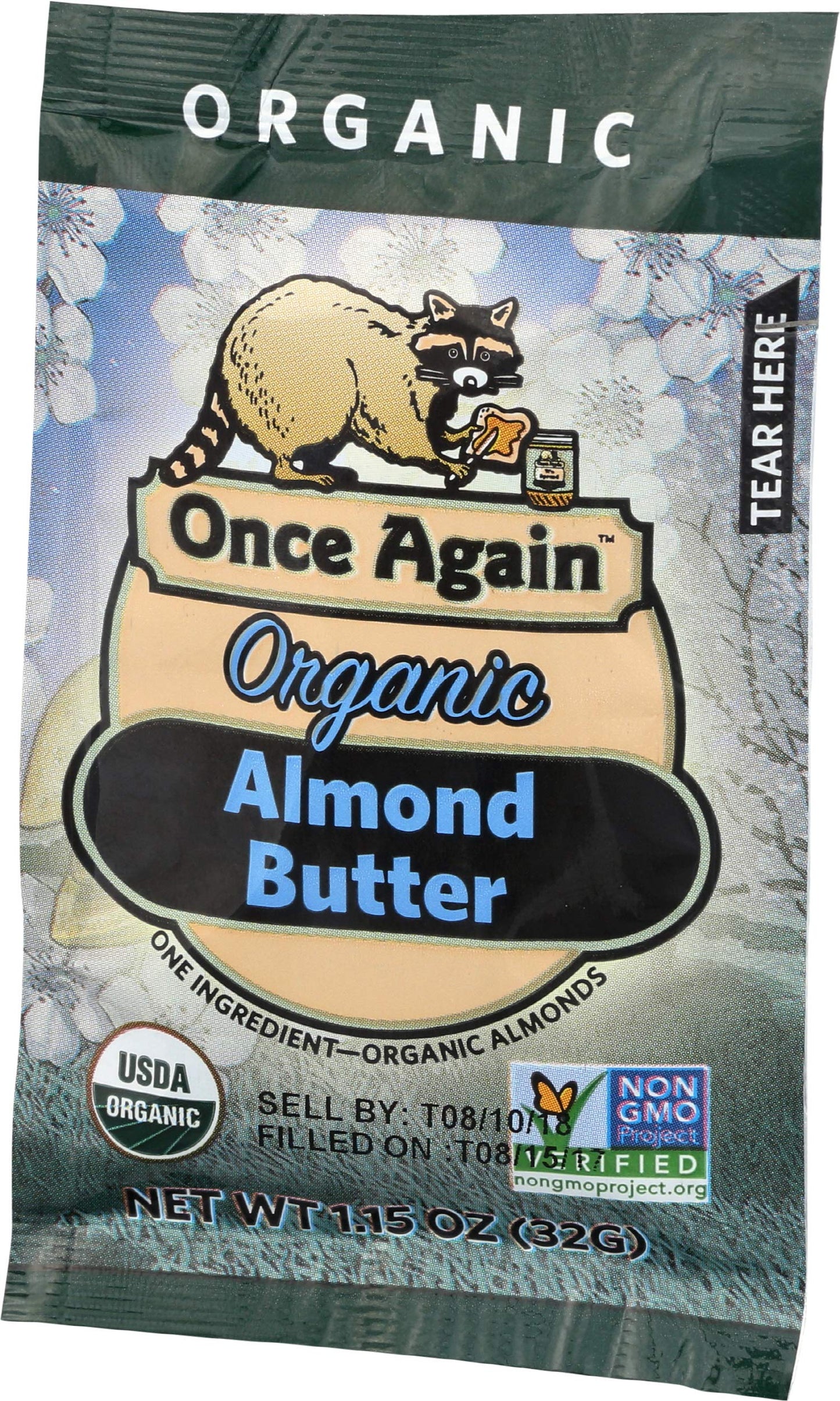 Once Again Organic Creamy Almond Butter, Non GMO, 1.15 Ounces (Pack Of 10)