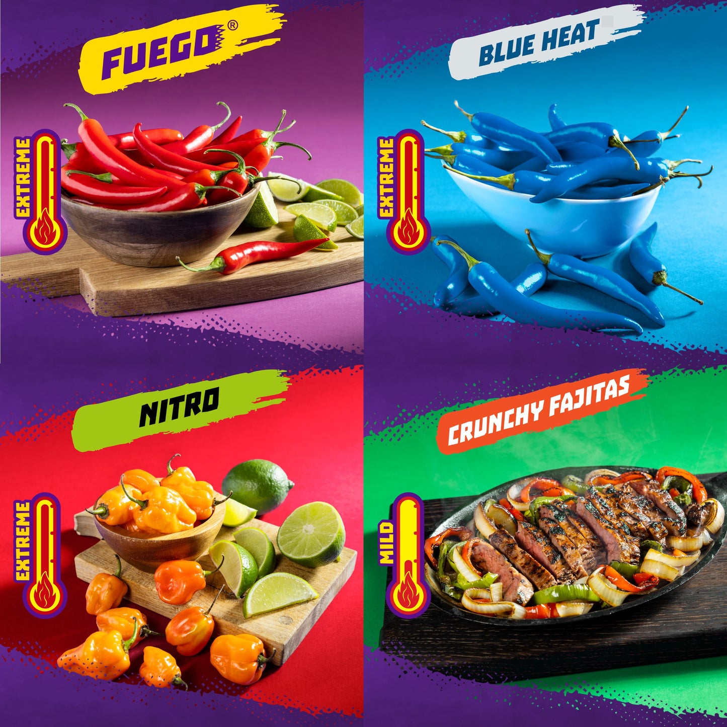Takis Variety Pack - Assorted Rolled Tortilla Chips, 18 Count, Includes Fuego, Blue Heat, Nitro, Crunchy Fajitas
