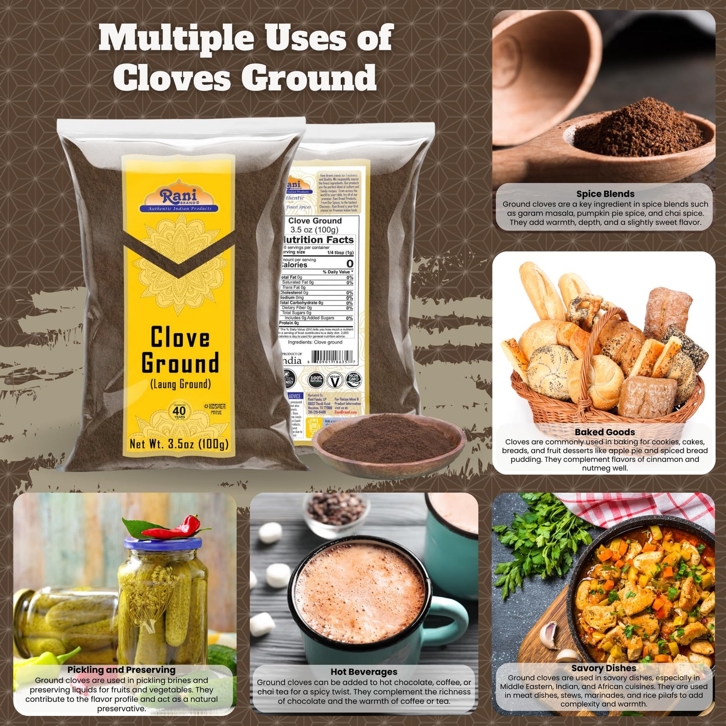 Rani Cloves Powder (Laung) Indian Spice 3.5Oz (100G) ~ All Natural, Gluten Friendly | Non-Gmo | Vegan | Indian Origin