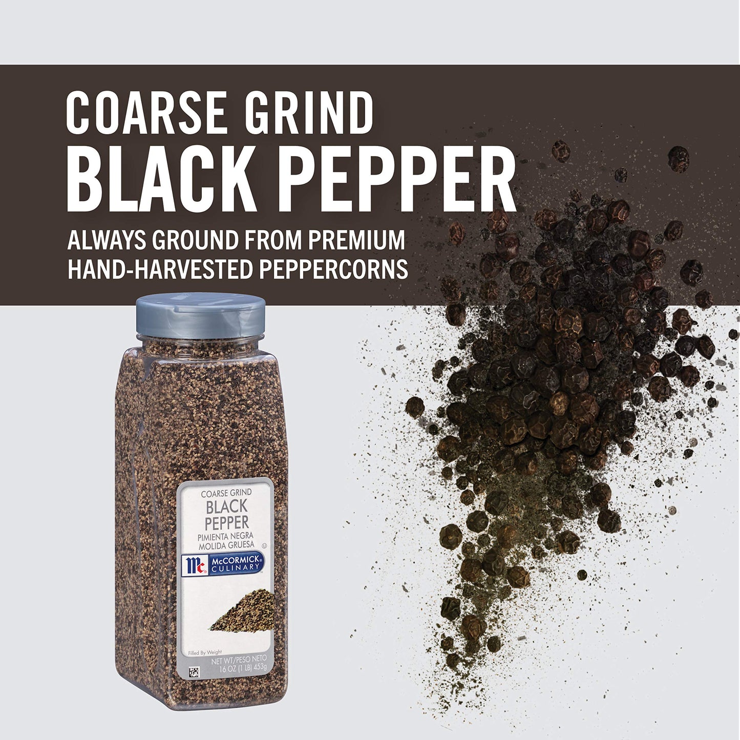 McCormick Culinary Coarse Grind Black Pepper, 16 oz - Sourced for Chefs, Sharp Woody Flavor for Grilling and Cooking