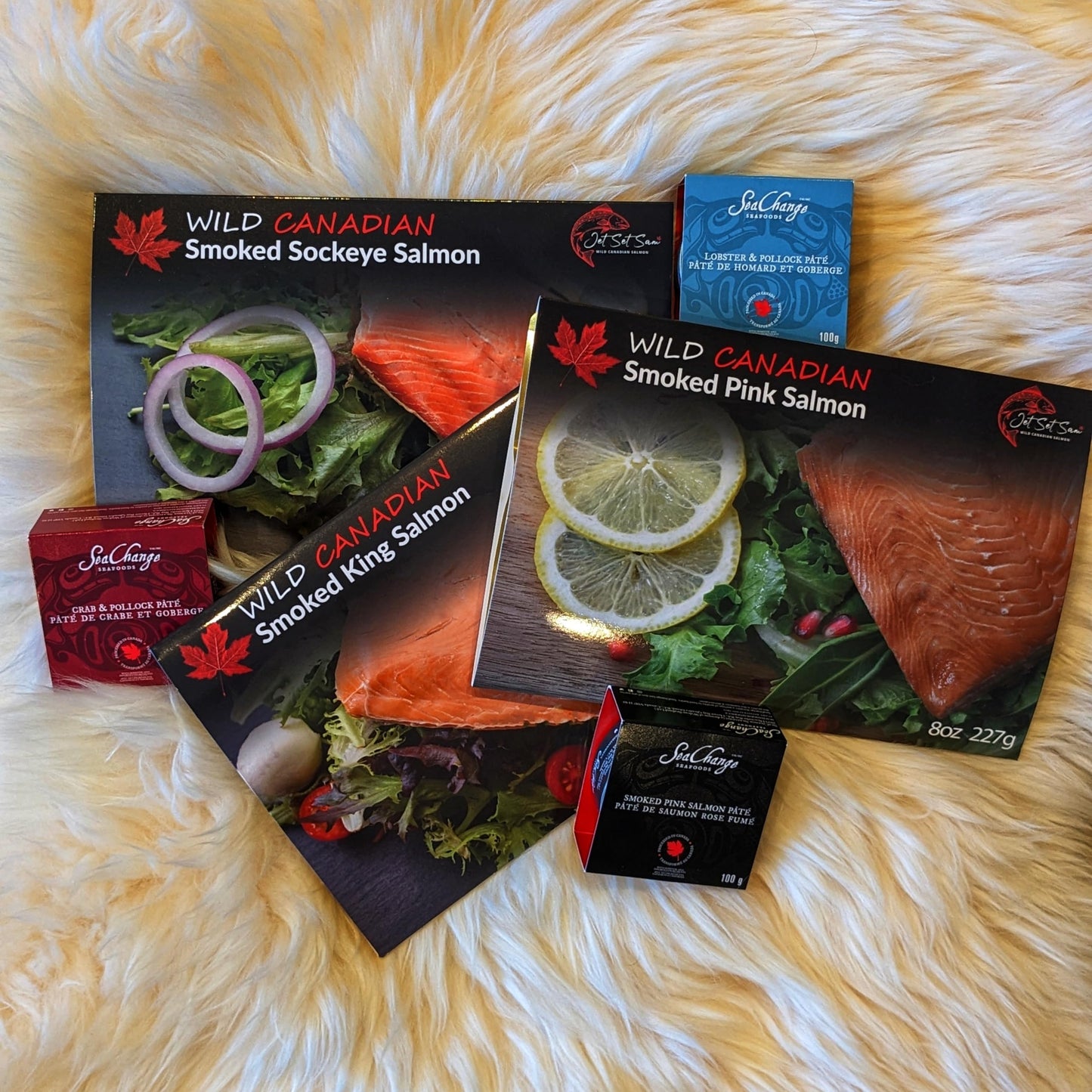 Jet Set Sam Smoked Salmon Food Gift Pack - Wild Canadian Salmon, Lobster Spread, Crab Pate, Salmon Spread, 4 Ounce (Pack of 2)