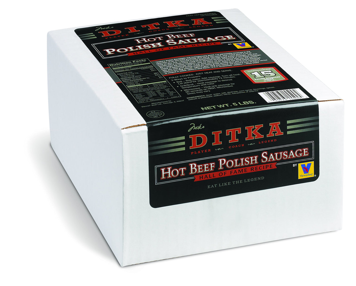 Ditka Monster Hot Polish Sausage 8 3:1 5 lbs. 15 count